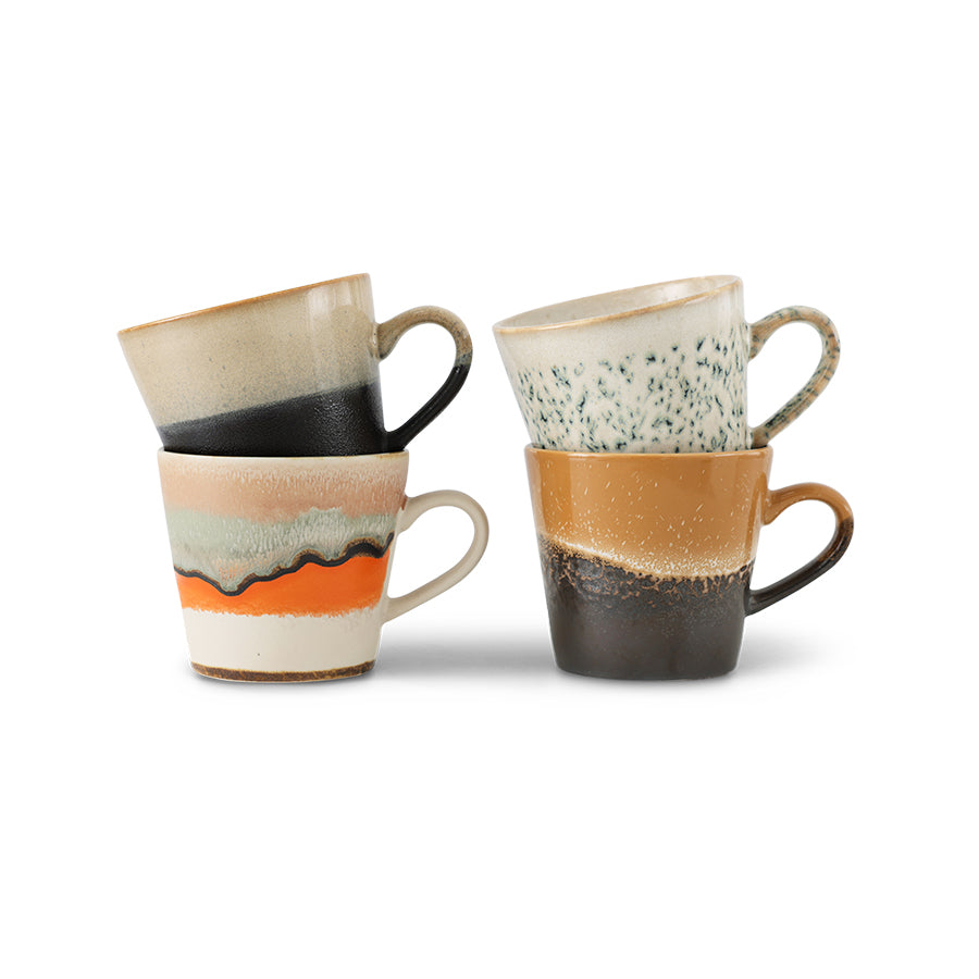 HKliving USA ACE7236 70s ceramics Cappuccino mugs Verve - set of 4