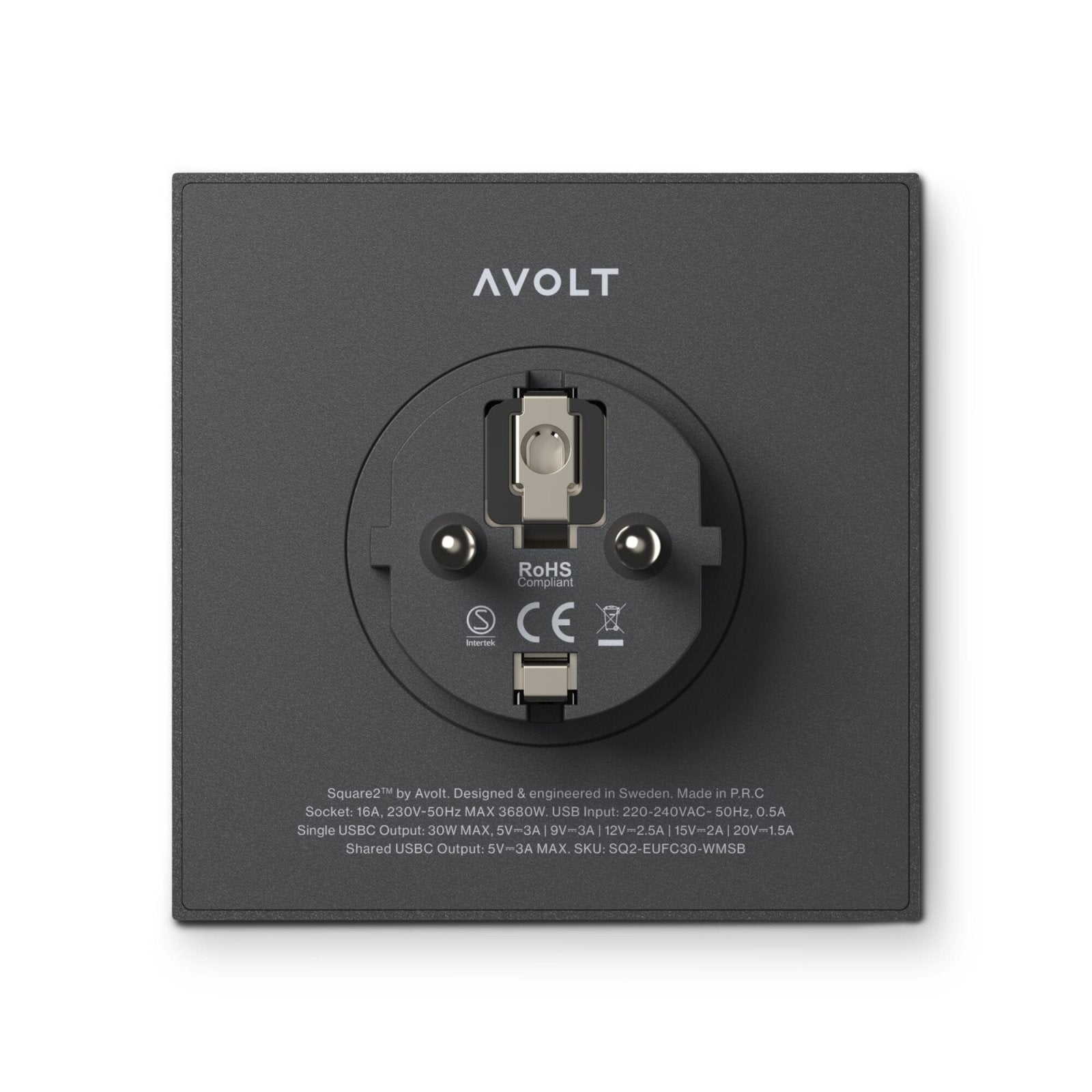 Avolt Square 2 - USB C - Schwarz Dekoration von AVOLT