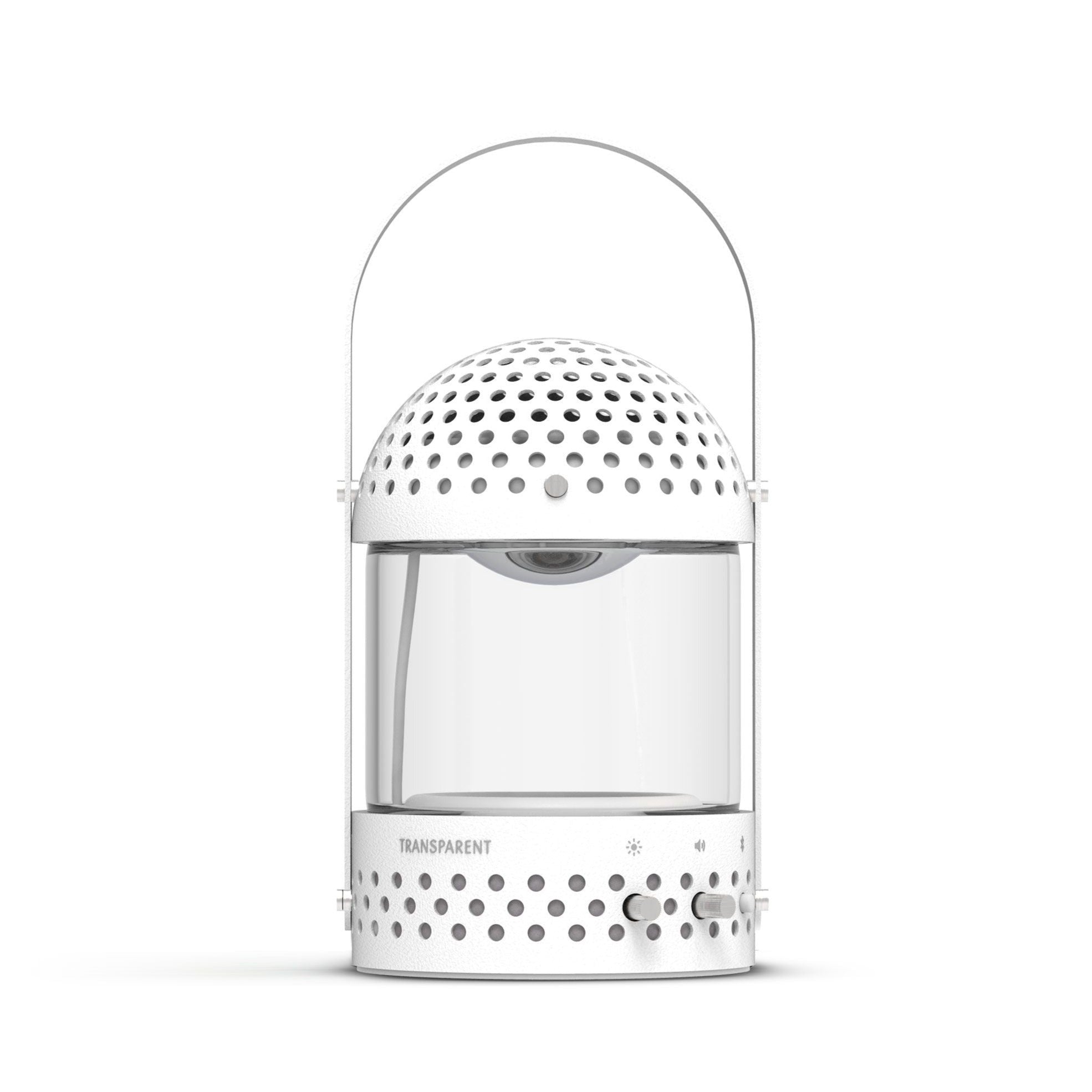 Transparent Light Speaker White Loudspeaker industrial Konzept Store