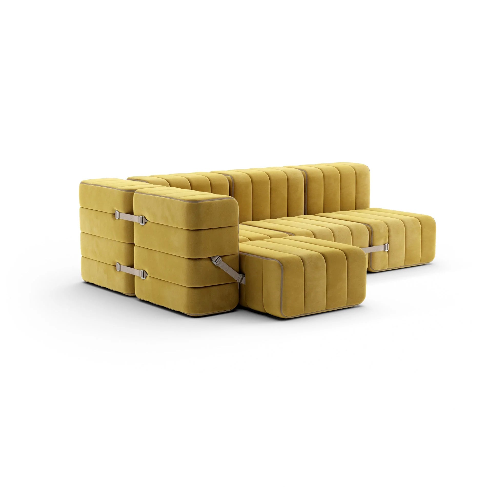 Modulares Sofa-System Curt - Barcelona Cornhusk Sofas von Ambivalenz