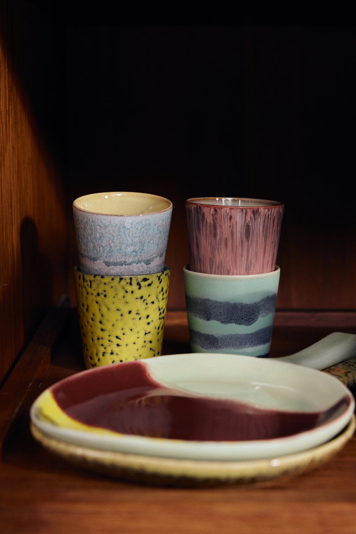 70s Ceramics – Kaffeetassen, Artistic (4-Set) – HKLIVING – Ansicht 2