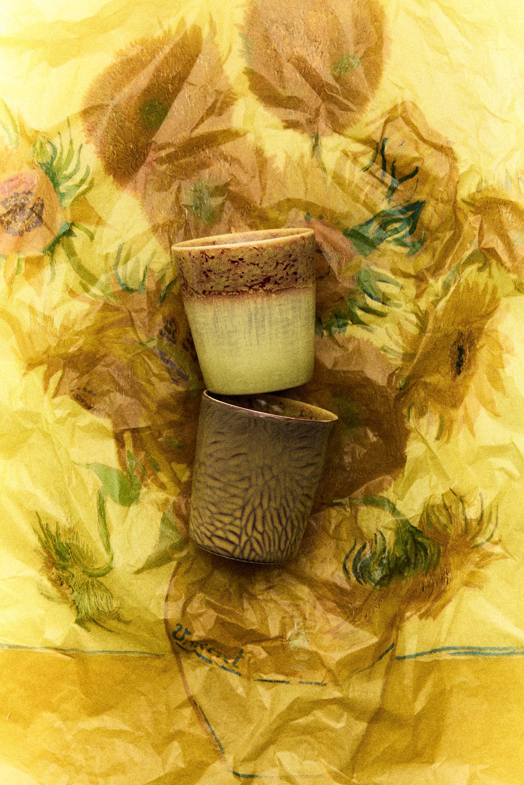 70s Ceramics: Van Gogh Coffee Mugs, Sunflowers (2er Set)