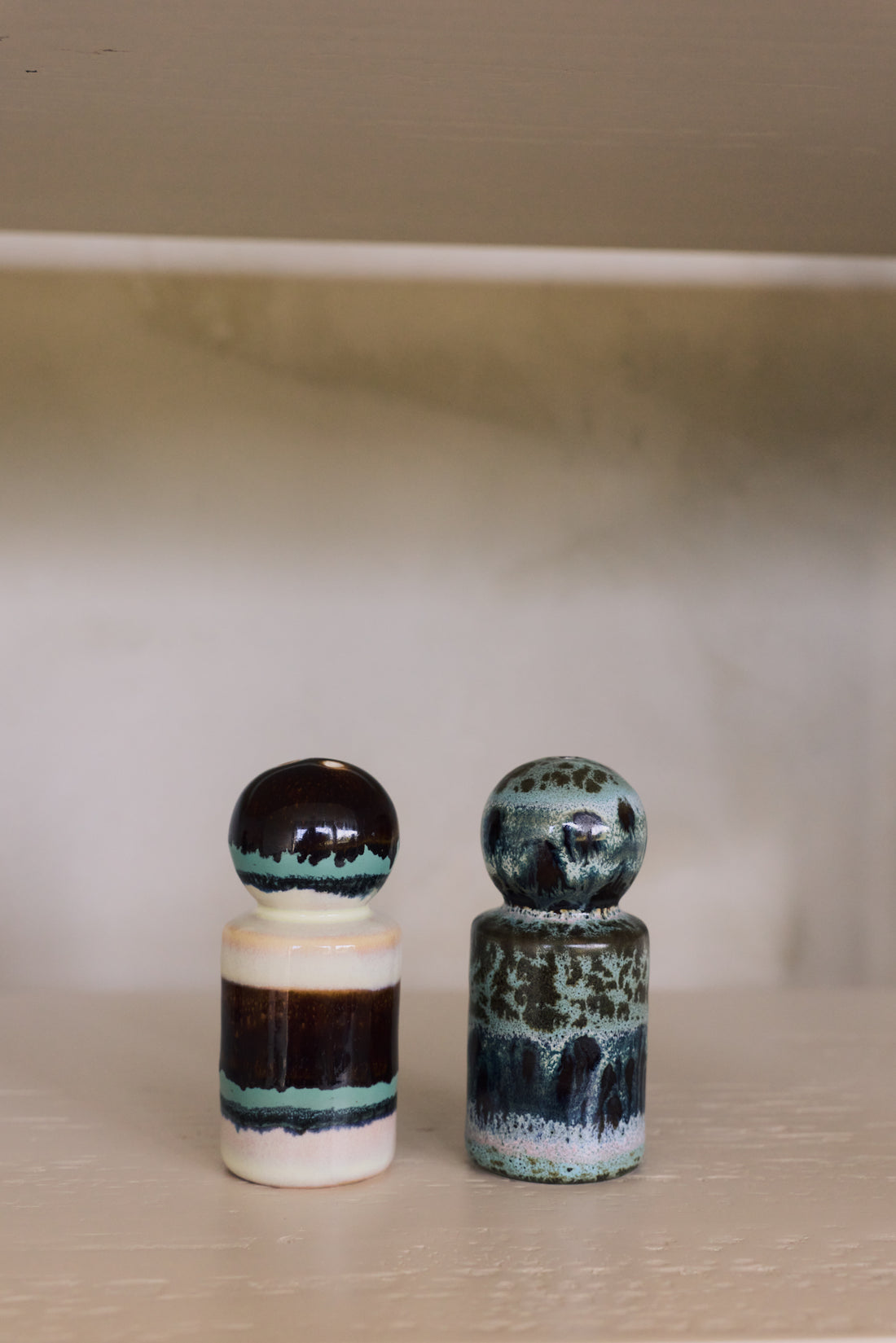 70s Ceramics – Salt & Pepper Jars, Swirl