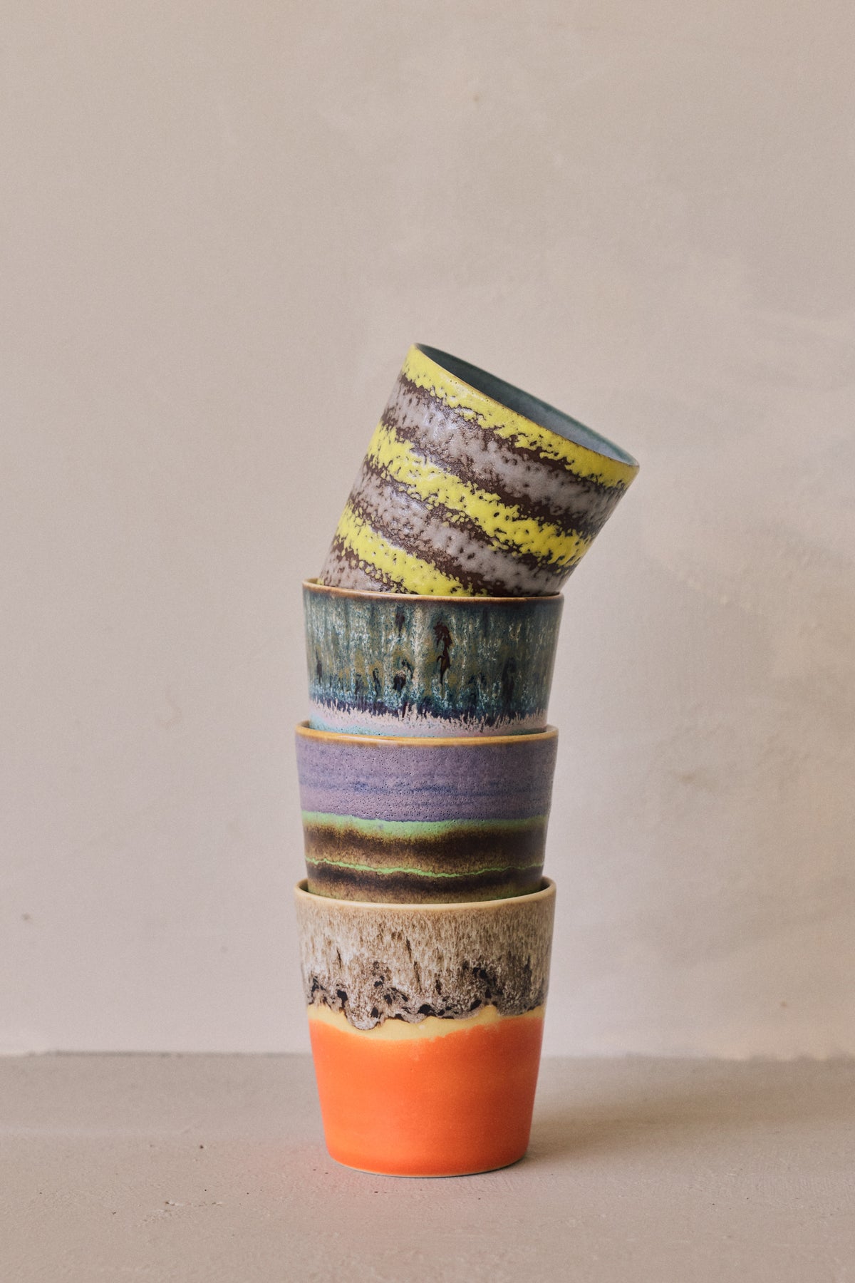 70s Ceramics – Kaffeetassen, Funky (4-Set) – HKLIVING – Ansicht 2