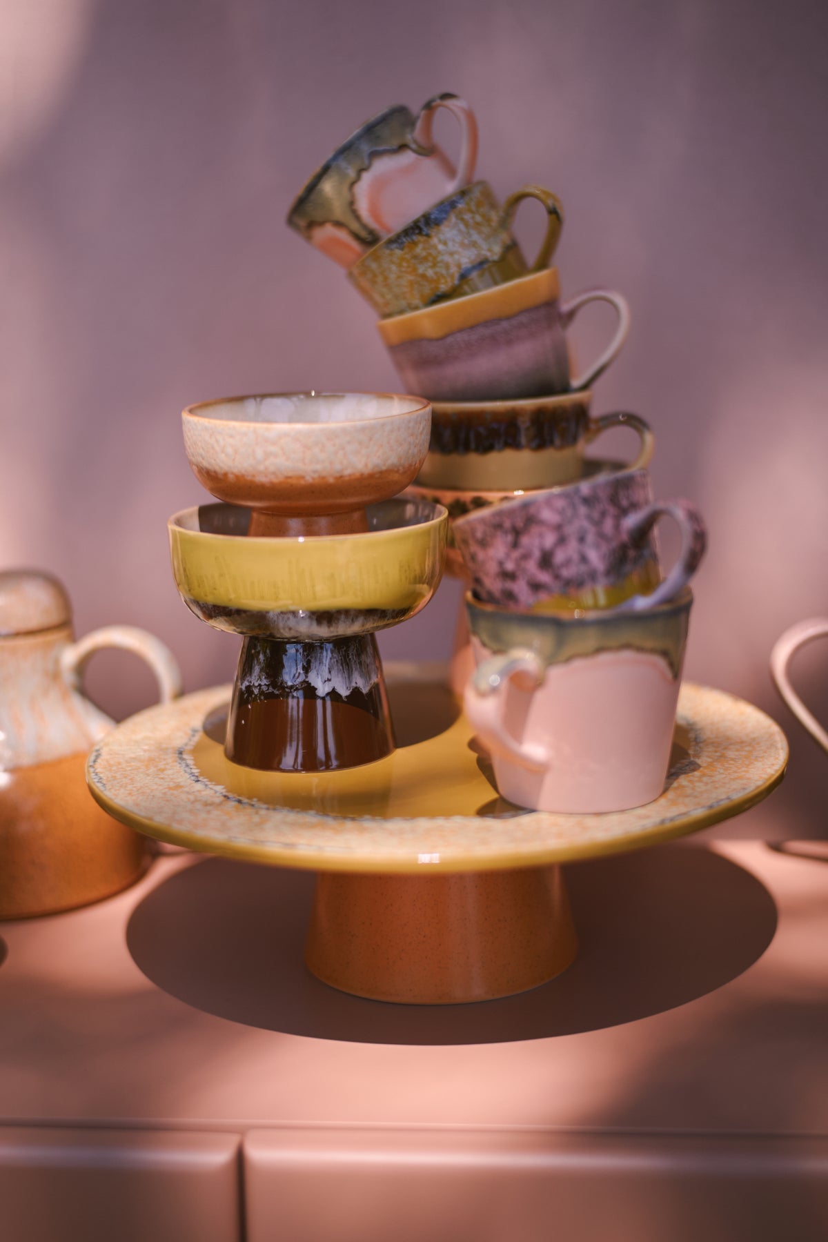 70s Ceramics – Tapasschale mit Fuß L, Creek – HKLIVING – Ansicht 2