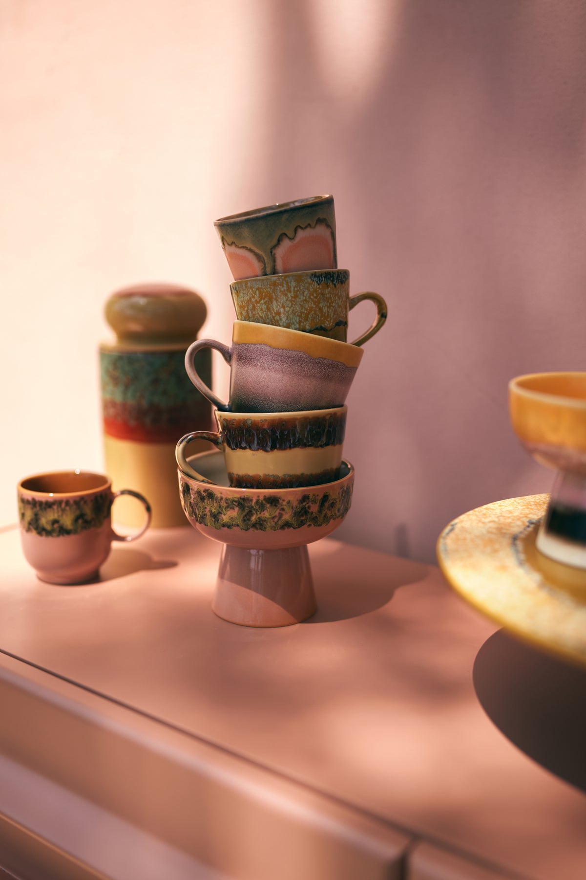 70s Ceramics – Tapasschale mit Fuß L, Lush – HKLIVING – Ansicht 2