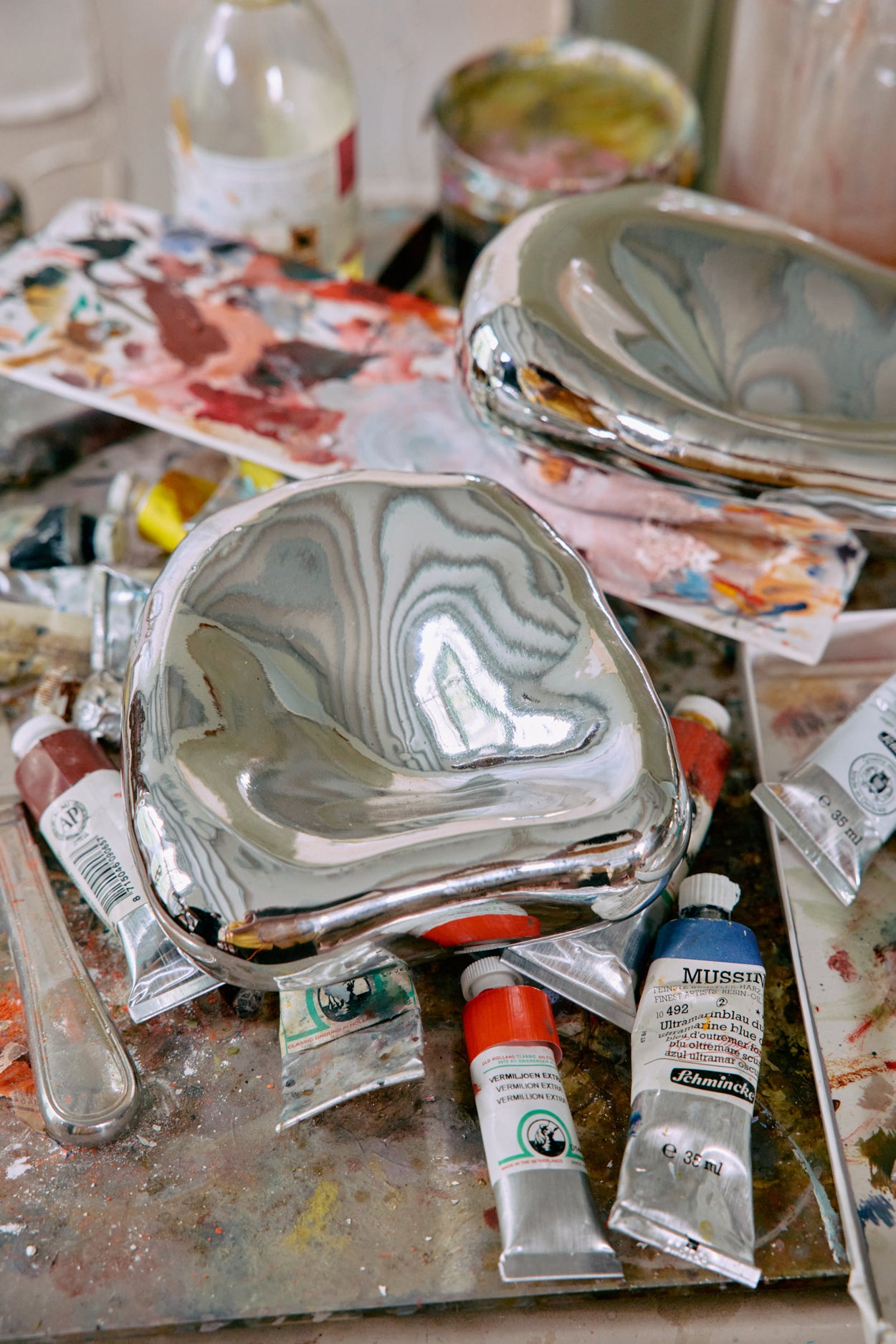 Glass sculpture chrome no.2