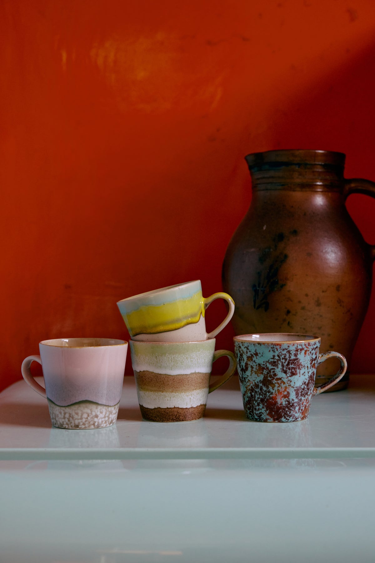 70s Ceramics – Americanotassen, Rococo (4-Set) – HKLIVING – Ansicht 2