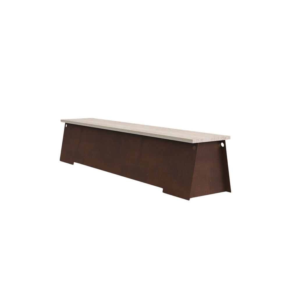 64 Bench - Corten Steel / Travertine - Benches - Frama