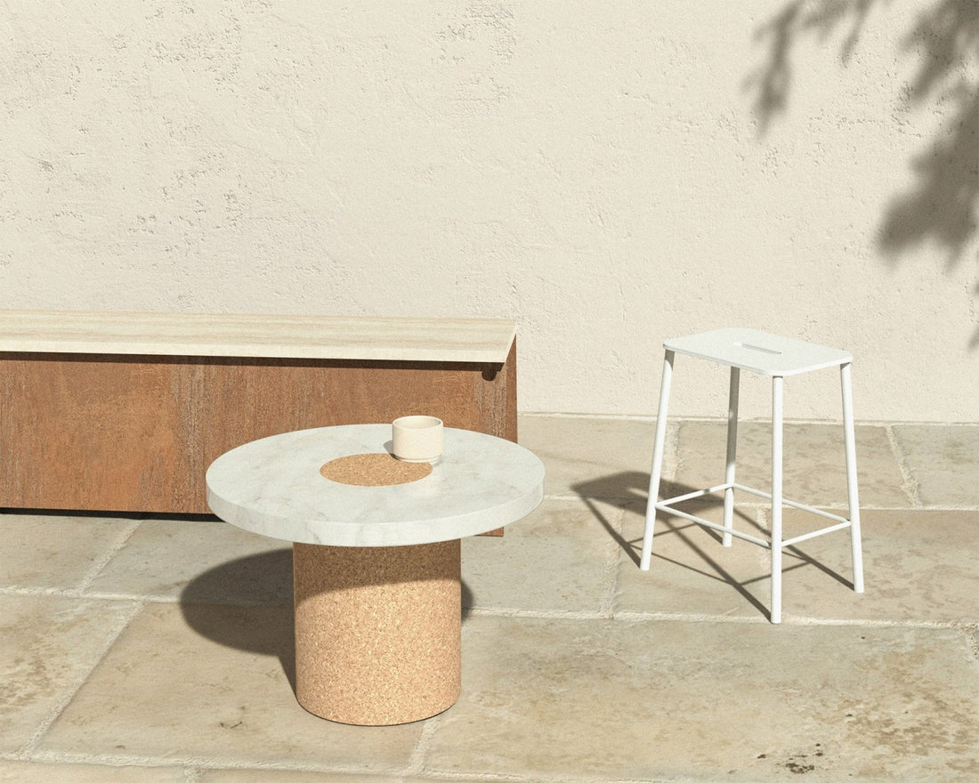 64 Bench - Corten Steel / Travertine - Benches - Frama