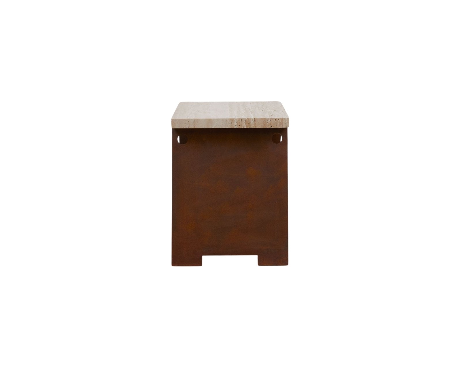 64 Plinth - Corten Steel / Travertine Decor by Frama