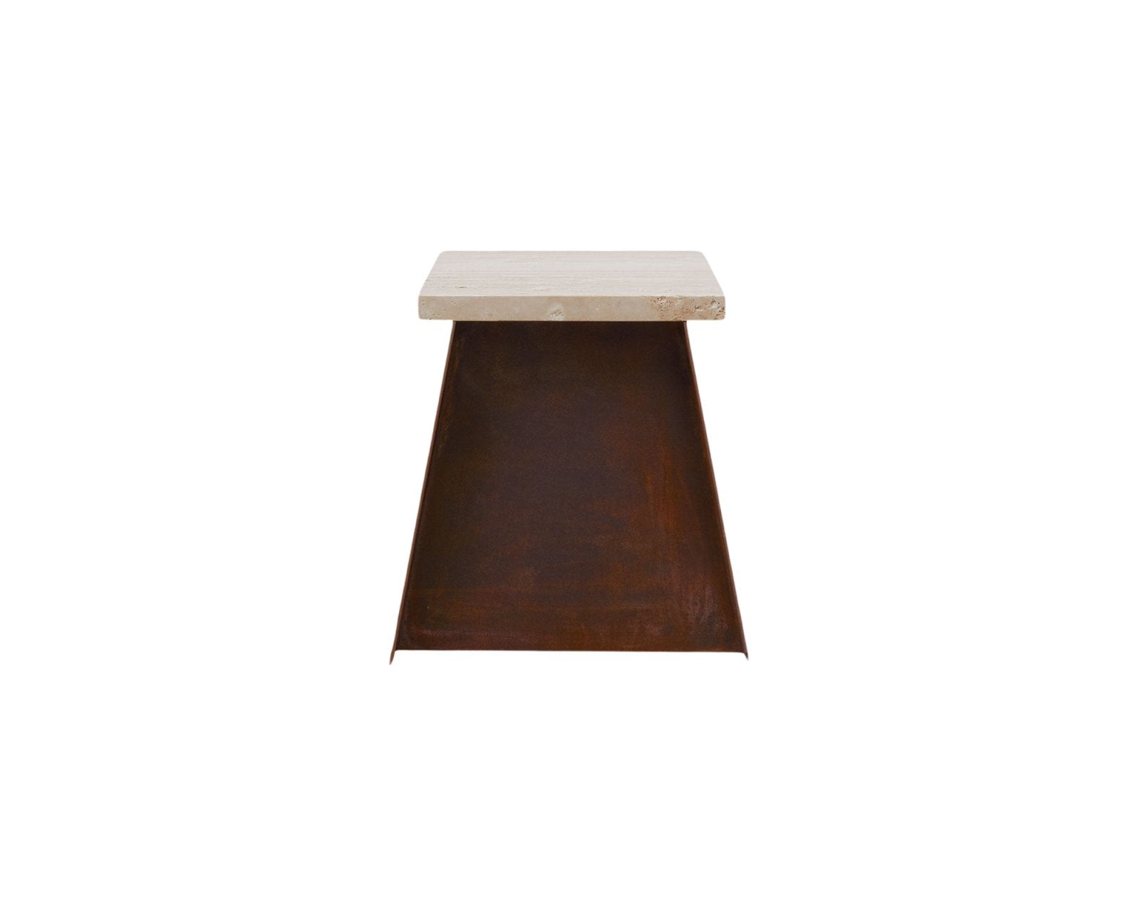 64 Plinth - Corten Steel / Travertine Decor by Frama