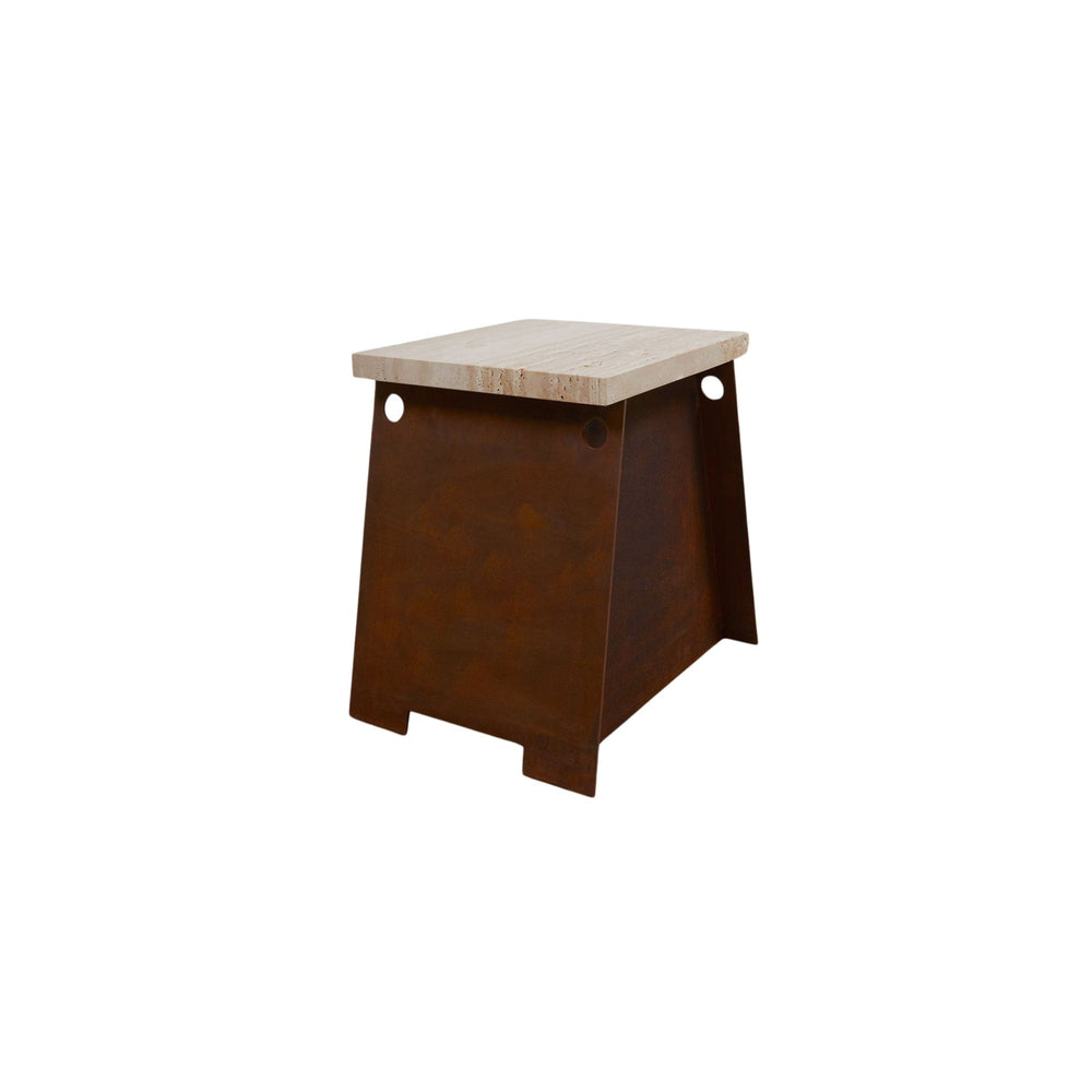 64 Plinth - Corten Steel / Travertine - Decor - Frama