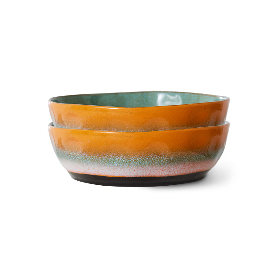 70s Ceramics – Pasta Bowls, Golden hour (set of 2)