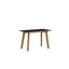 Untreated beech frame. Ink black laminate tabletop. Water-based lacquered edge