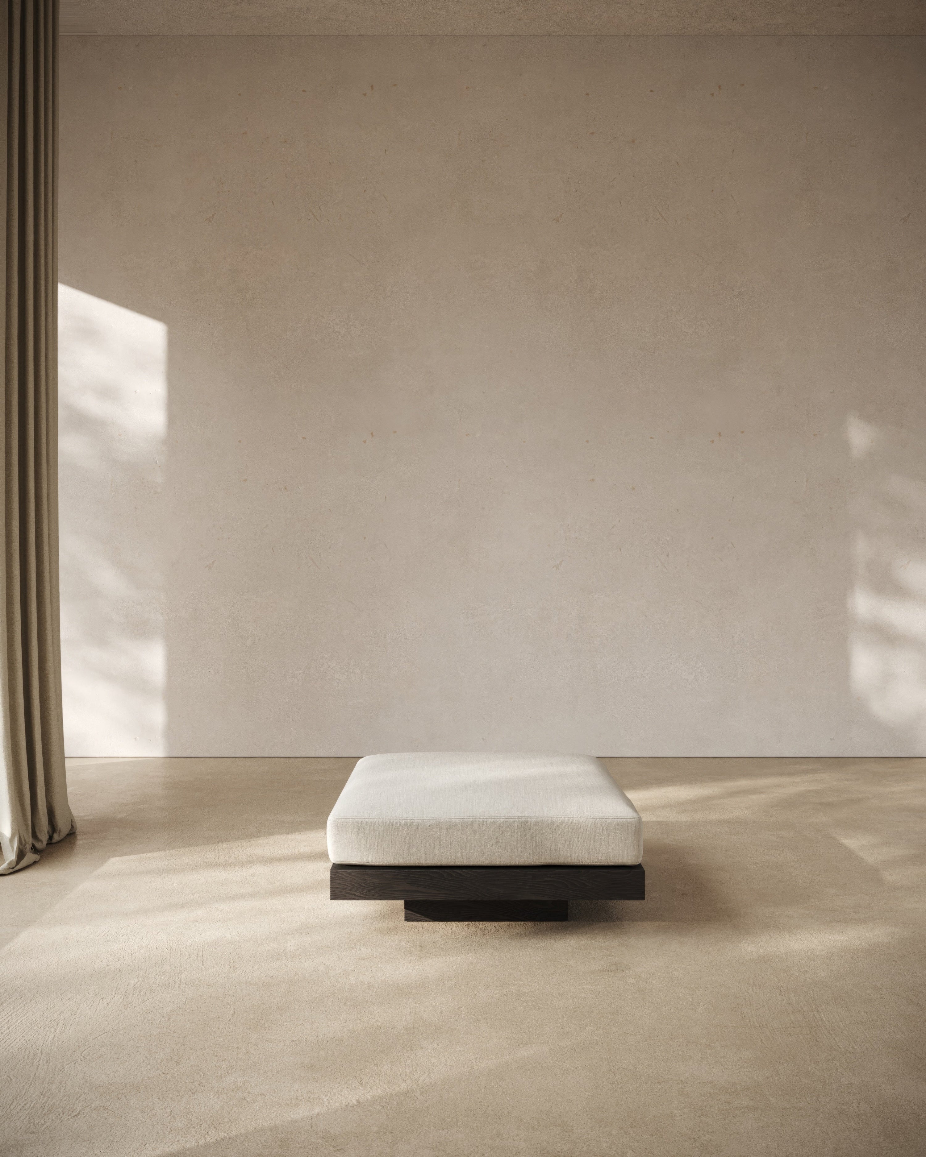 Ottoman incl. Cushion Indoor Beige – Black Rudolph