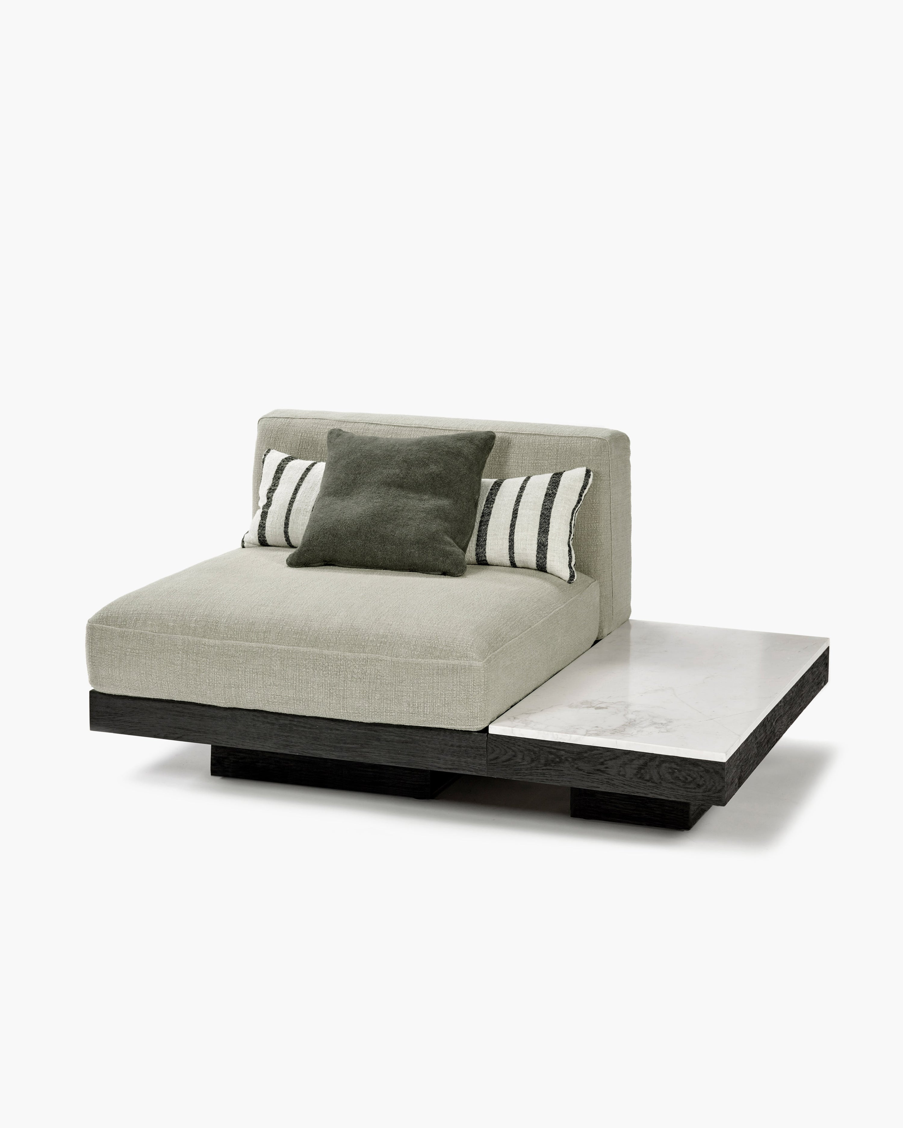 Bench One Seater incl. Cushion Indoor Sand – Black Rudolph