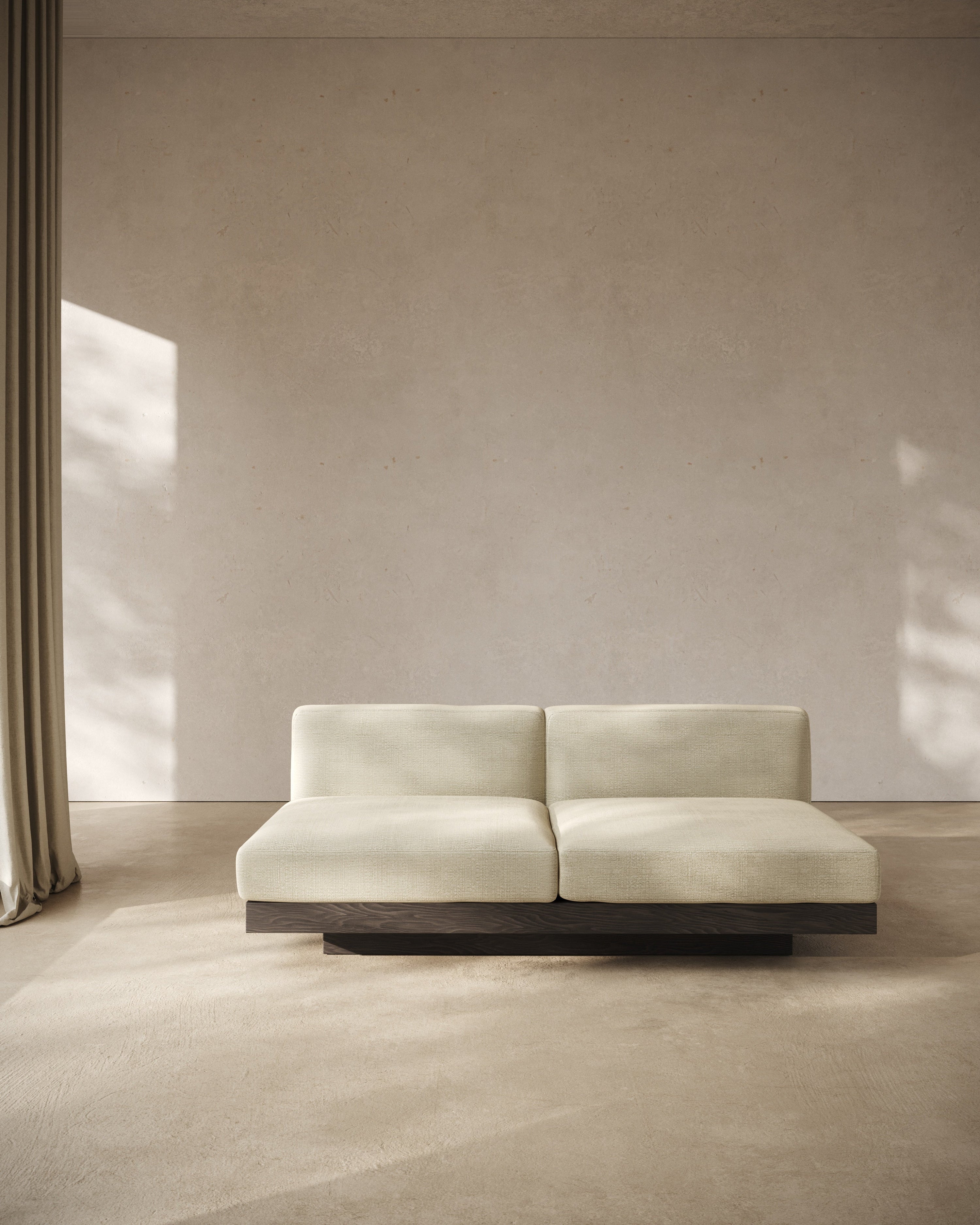 Bench Two Seater incl. Cushion Indoor Sand – Black Rudolph