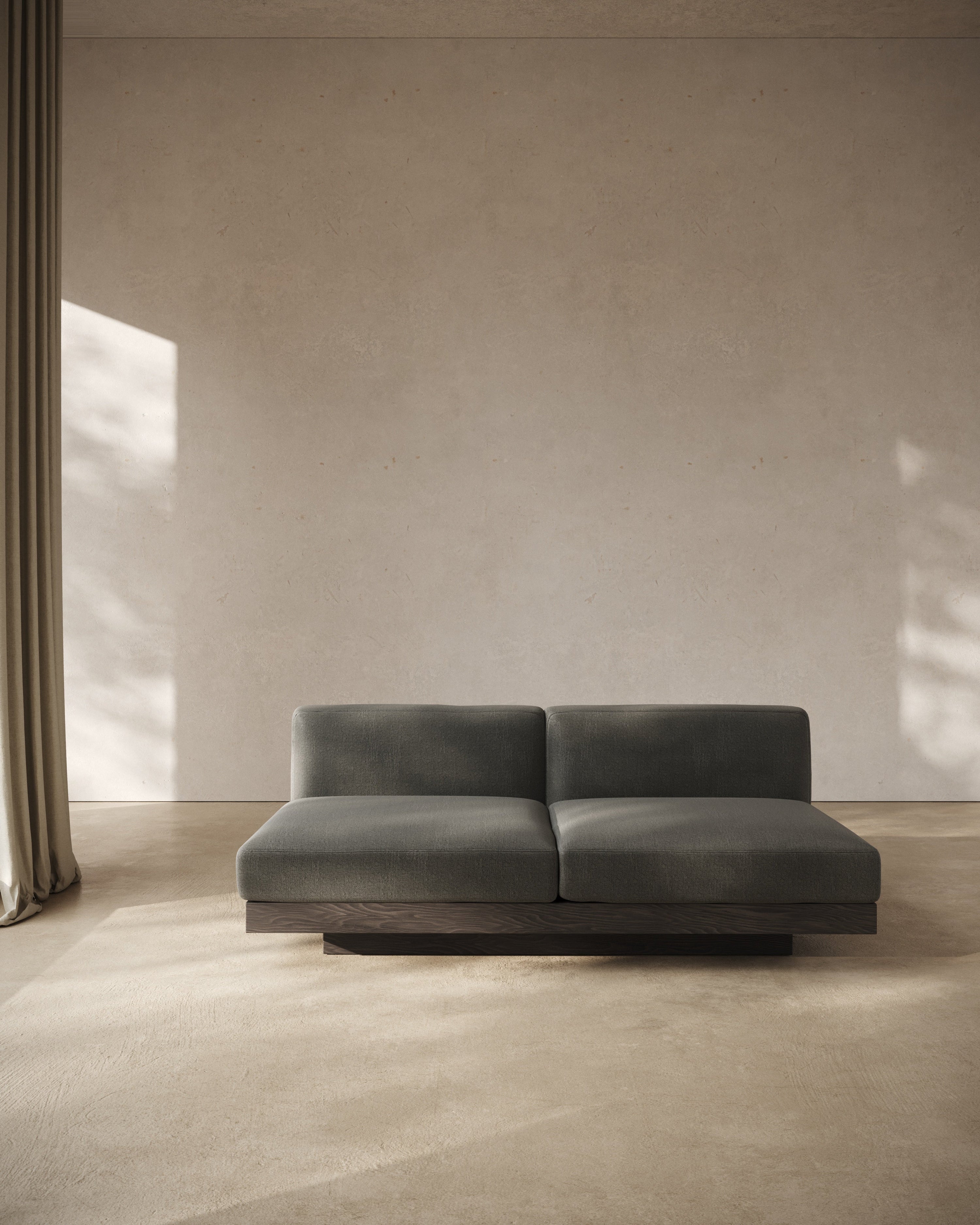 Bench Two Seater incl. Cushion Indoor Smoke – Black Rudolph