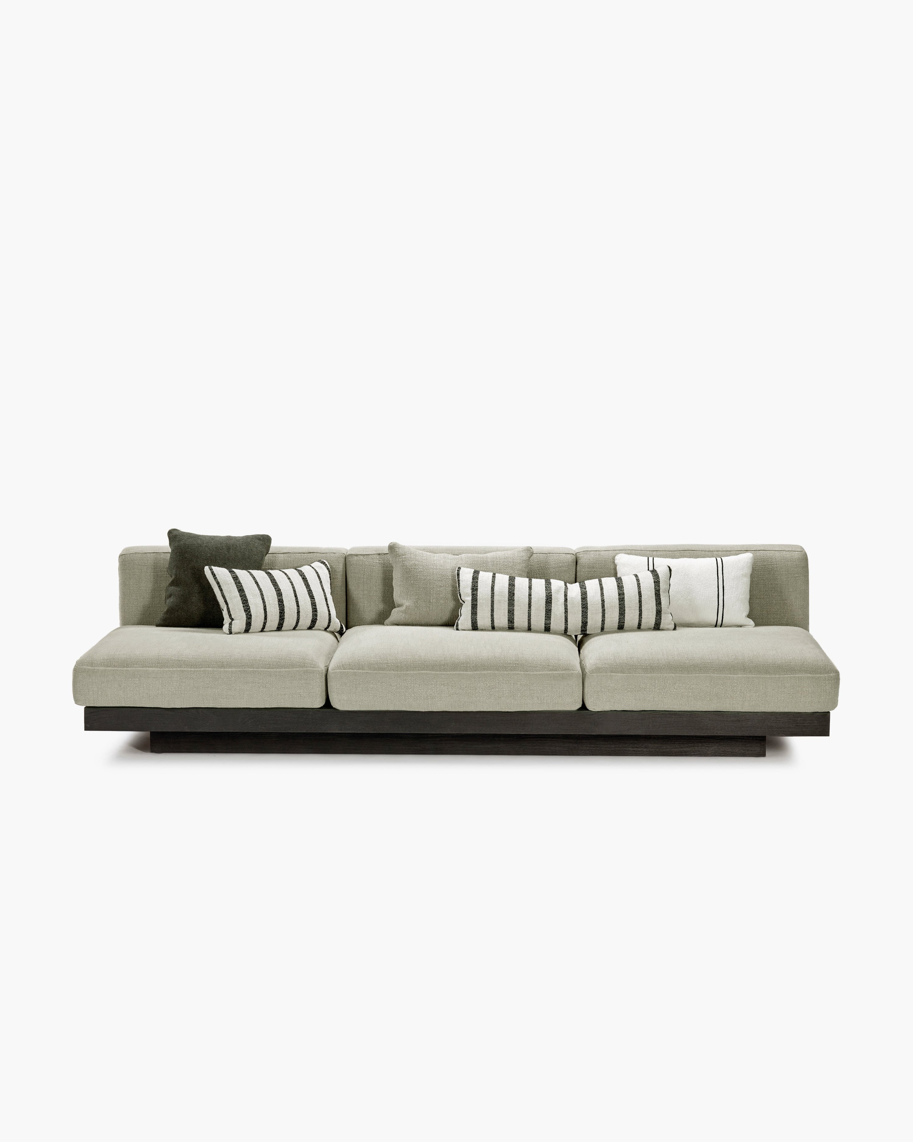 Bench Three Seater incl. Cushion Indoor Sand – Black Rudolph