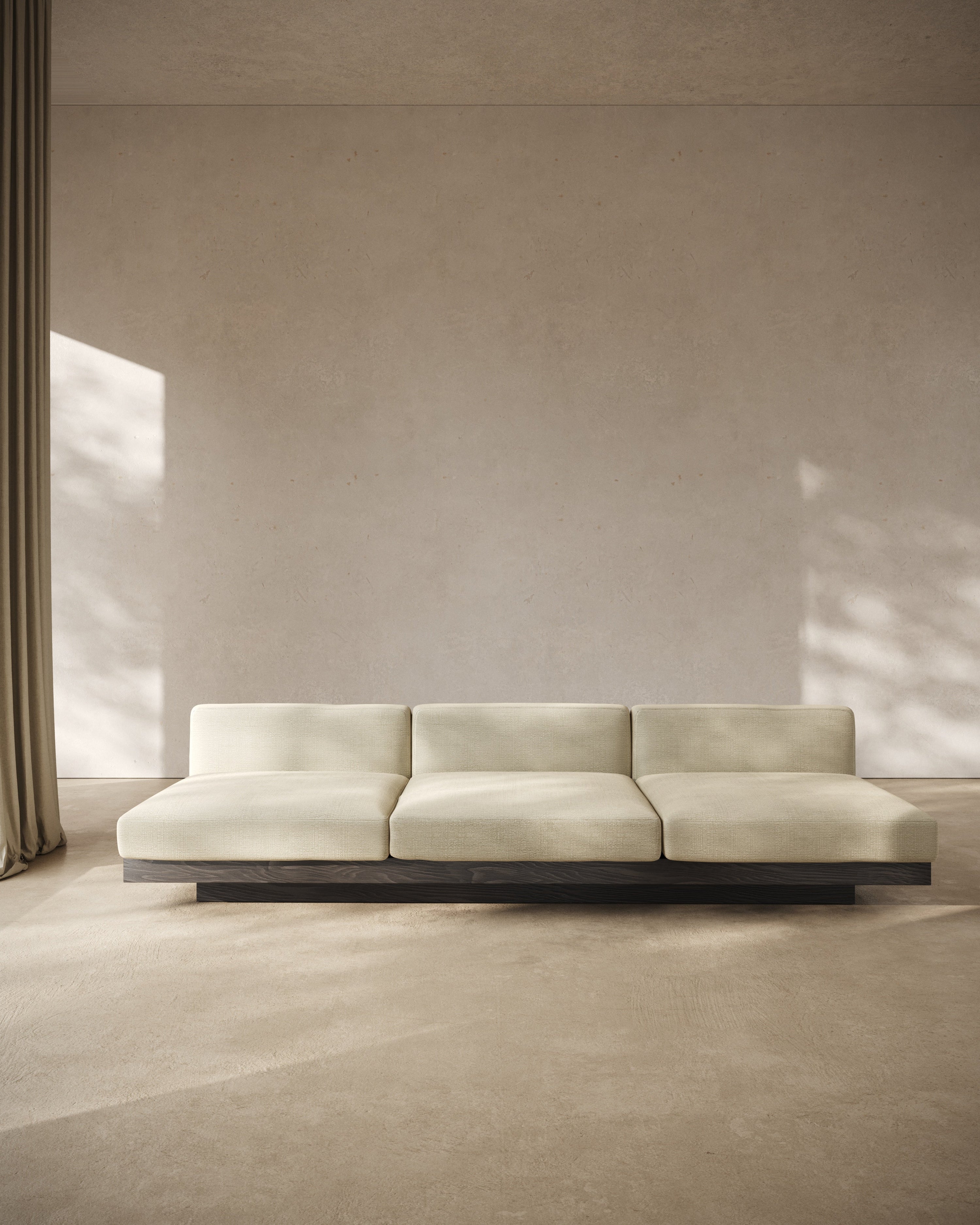 Bench Three Seater incl. Cushion Indoor Sand – Black Rudolph