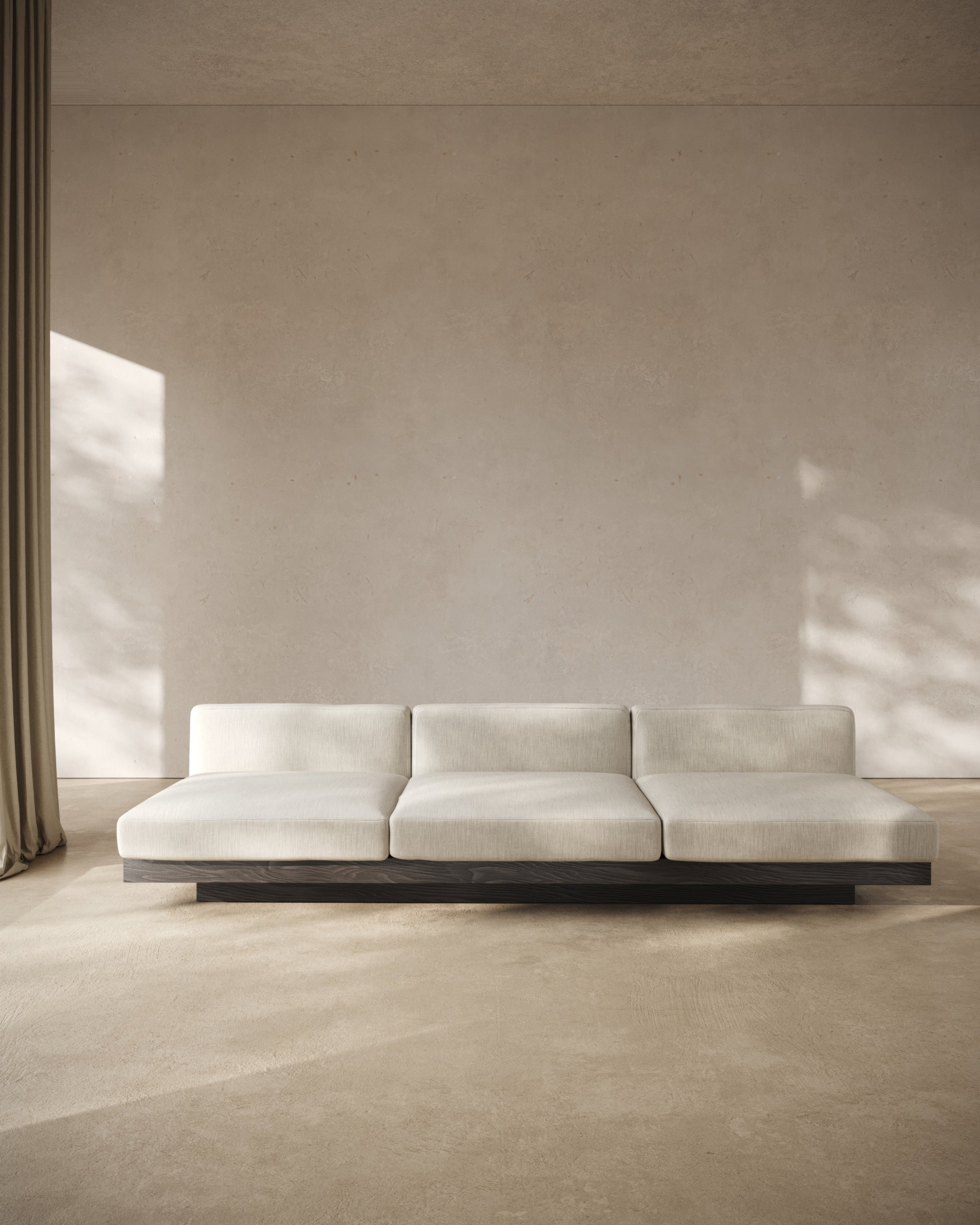 Bench Three Seater incl. Cushion Indoor Beige – Black Rudolph