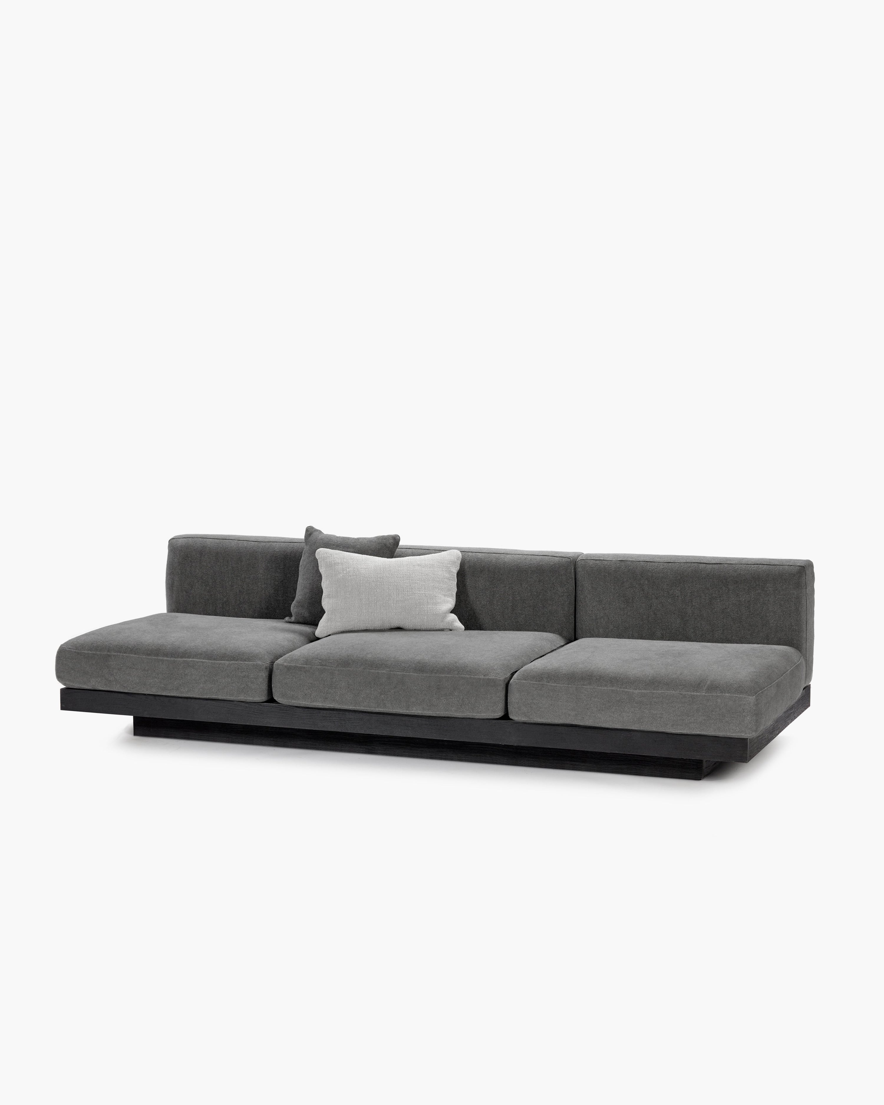 Bench Three Seater incl. Cushion Indoor Smoke – Black Rudolph