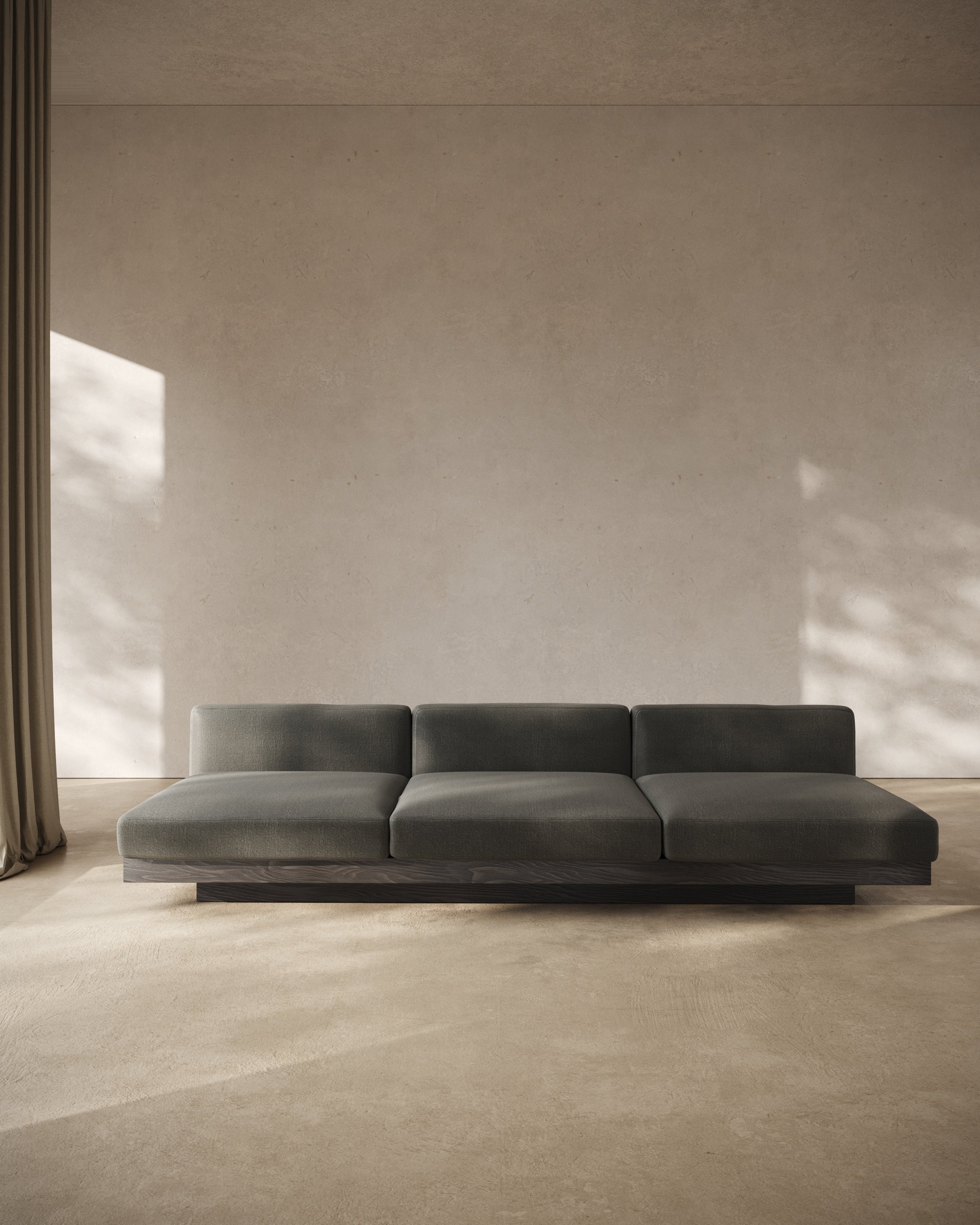 Bench Three Seater incl. Cushion Indoor Smoke – Black Rudolph