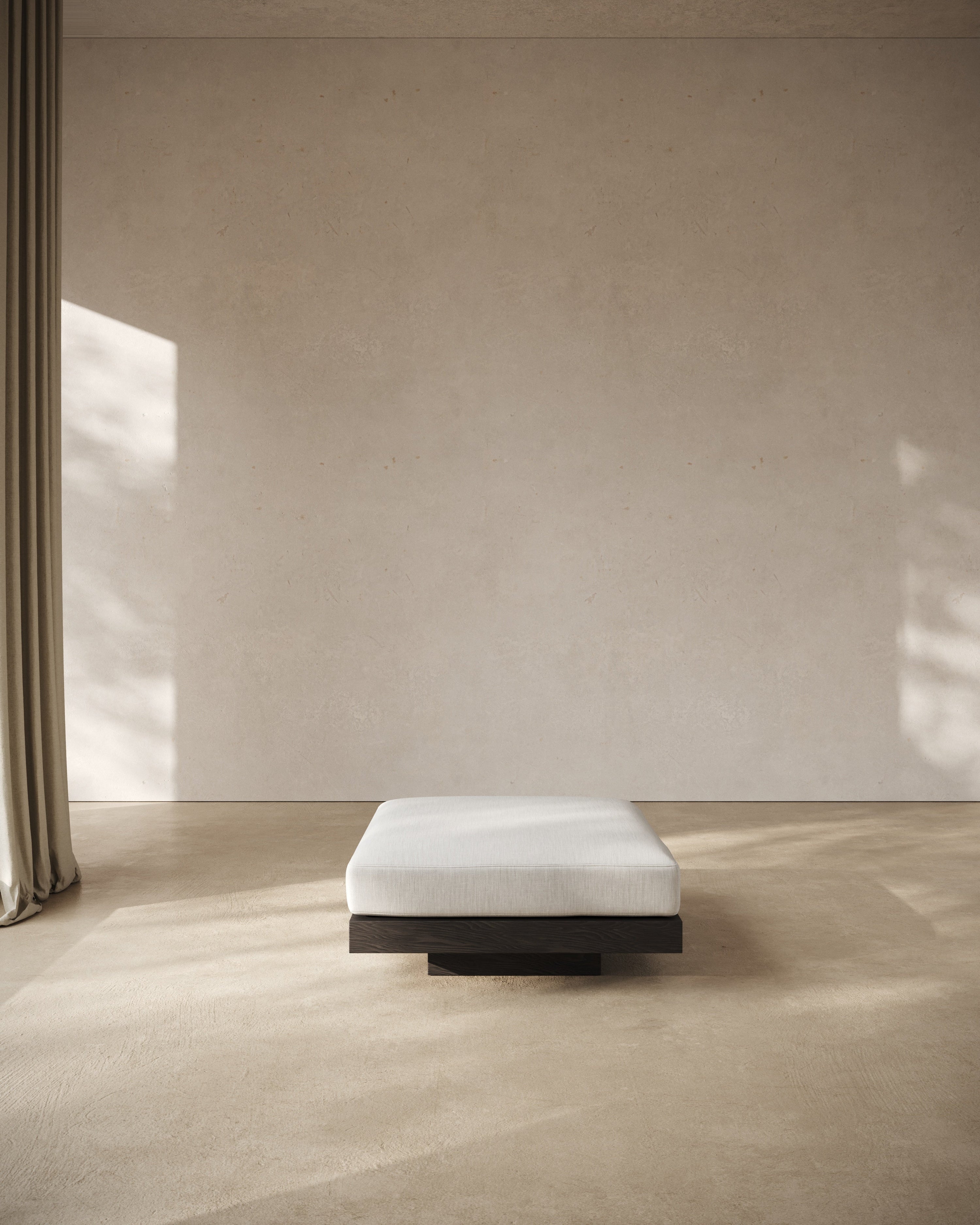 Ottoman incl. Cushion Indoor Off–White – Black Rudolph