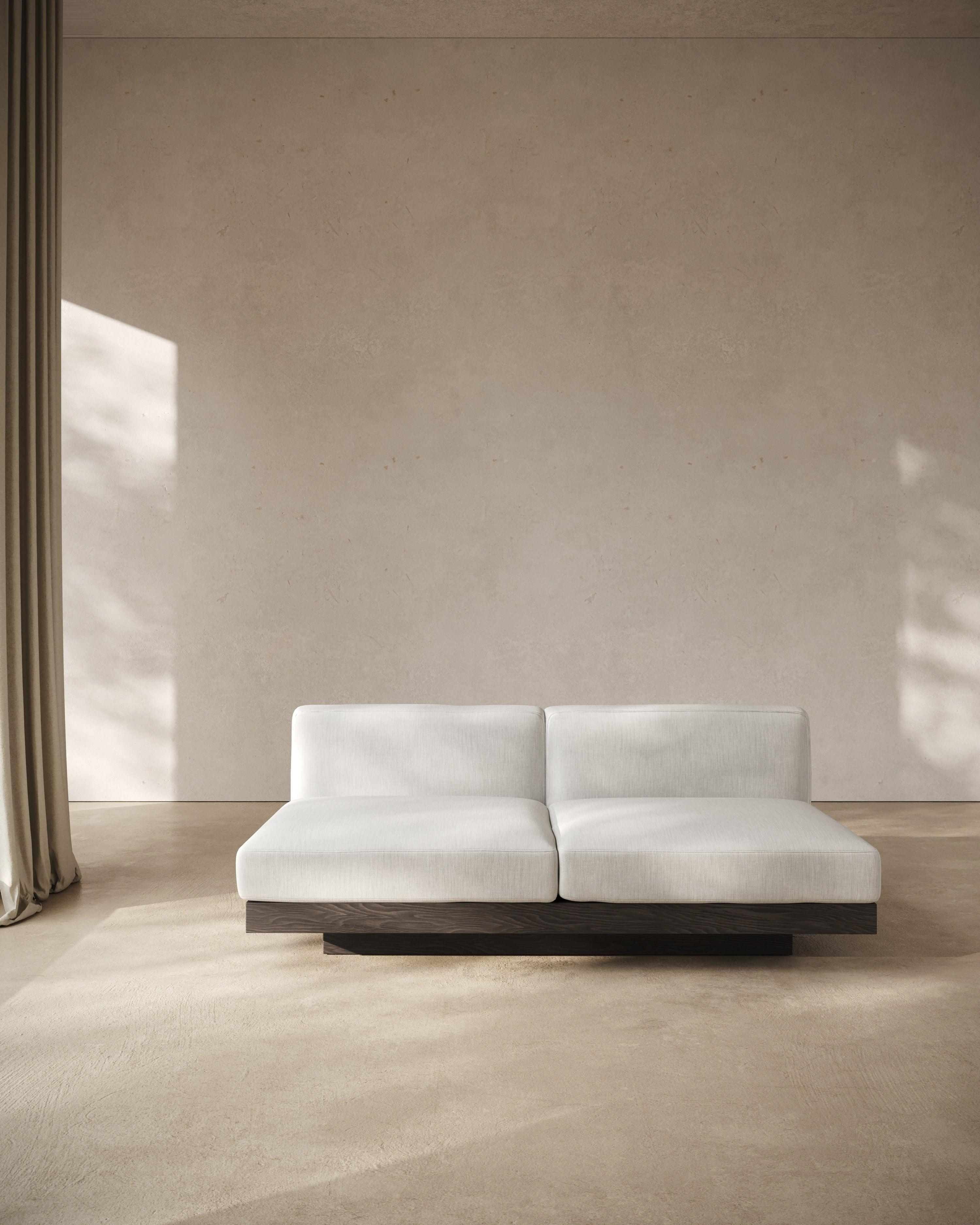 Bench Two Seater incl. Cushion Indoor Off–White – Black Rudolph