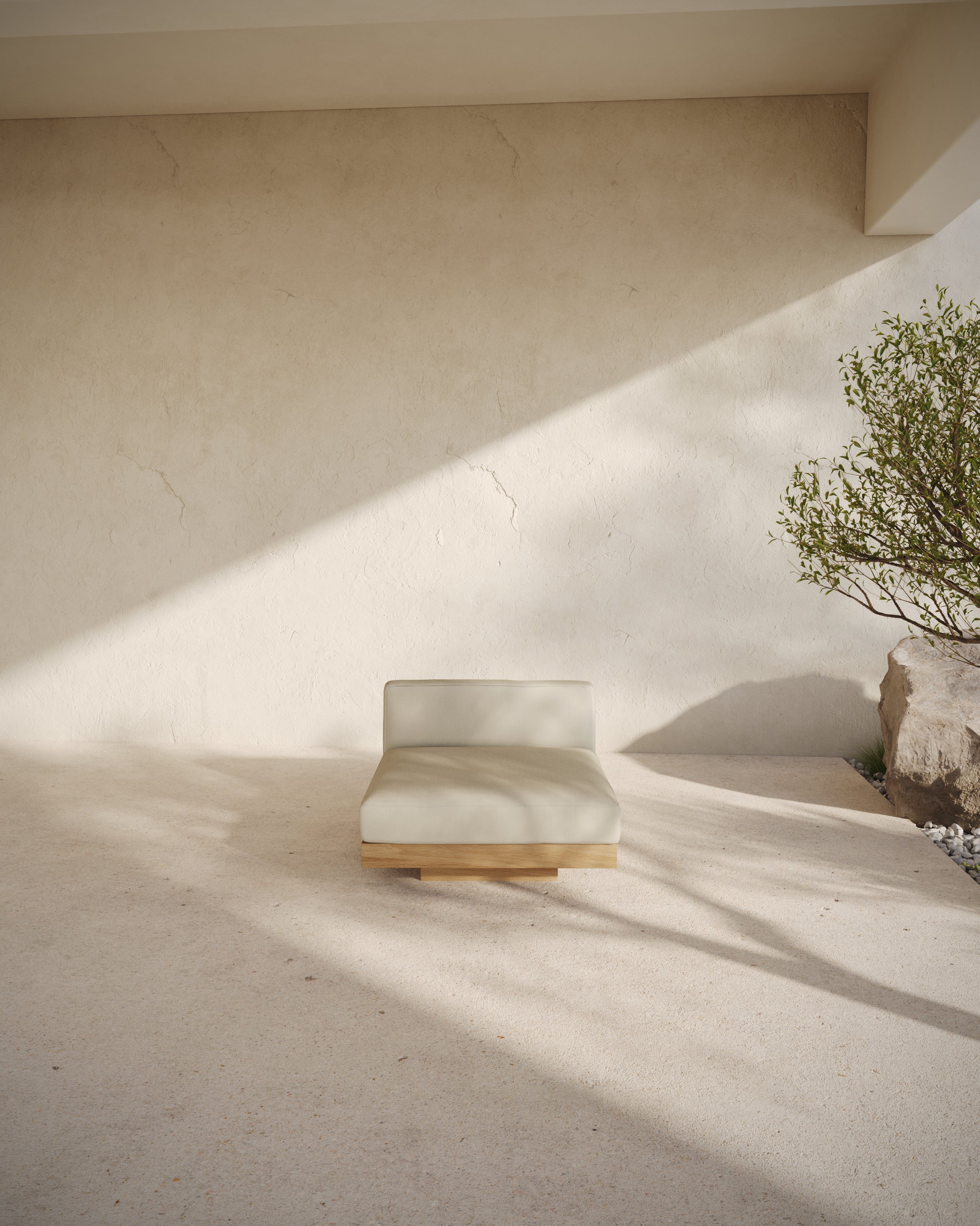 Bench One Seater incl. Cushion Outdoor Chalk Rudolph