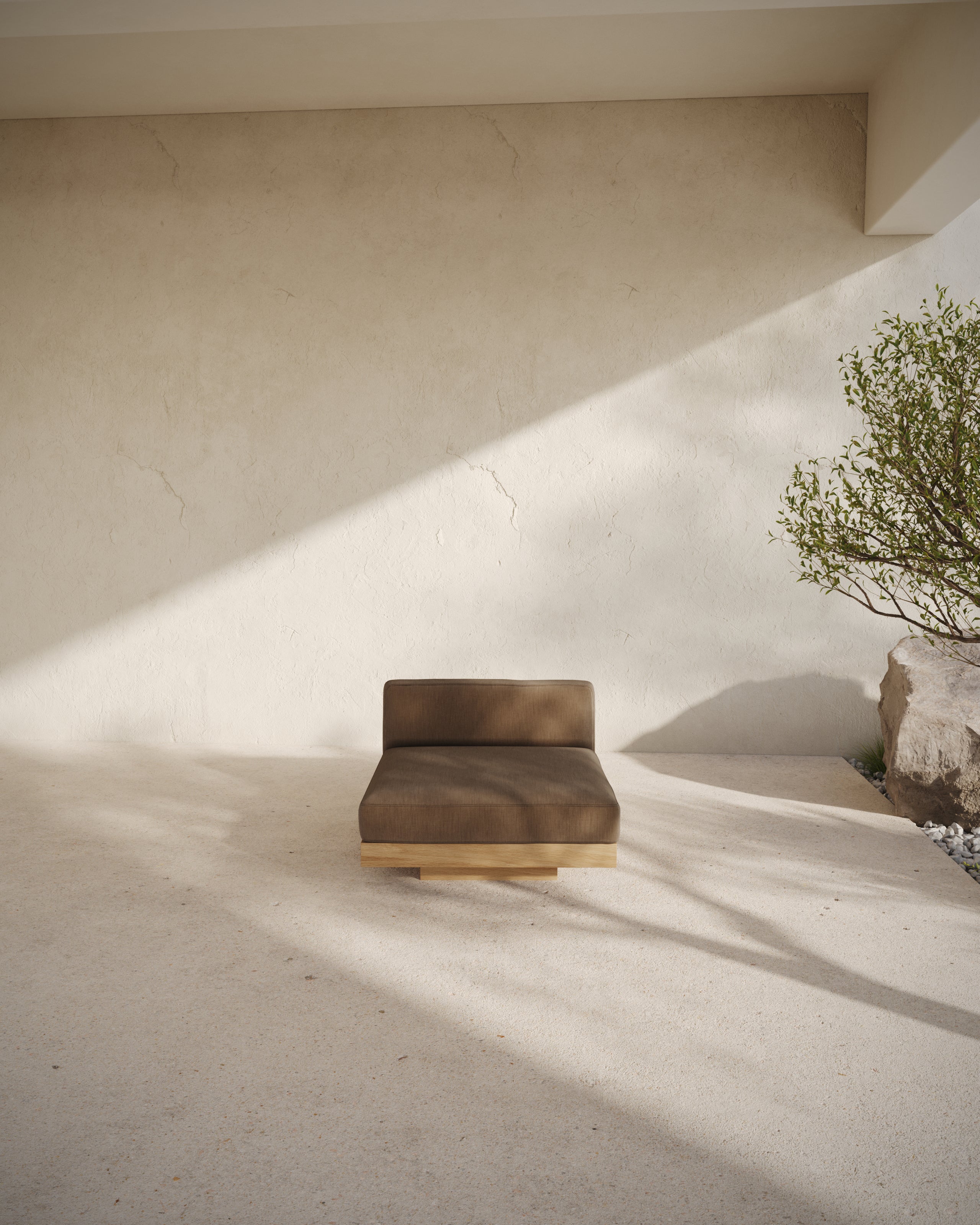 Bench One Seater incl. Cushion Outdoor Camel Rudolph