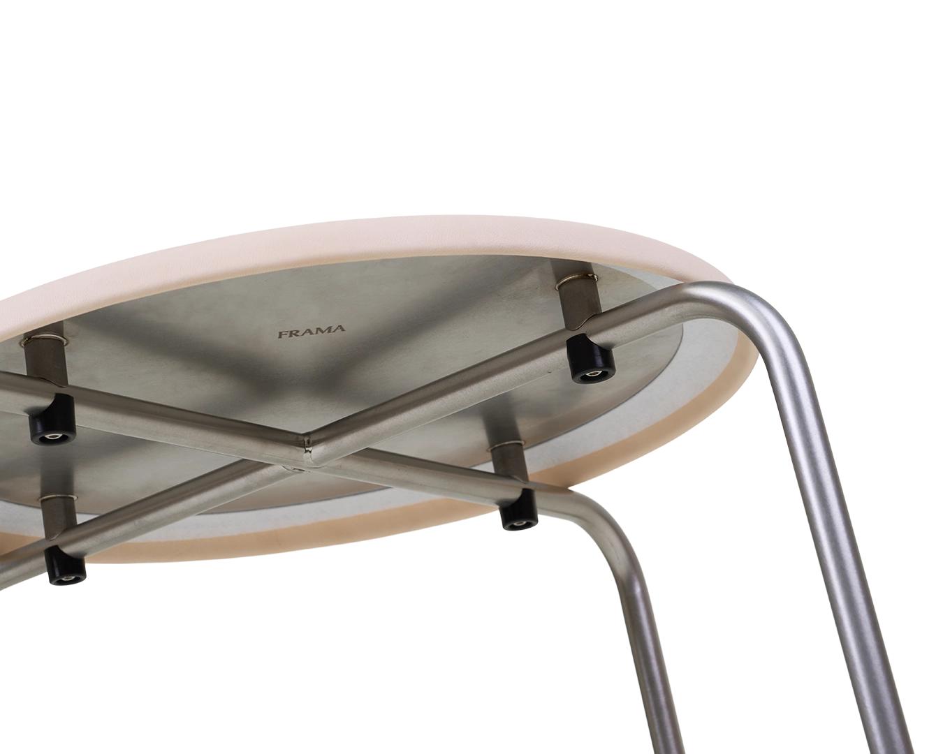 Petit Rond Stool – Stainless Steel / Natural Leather