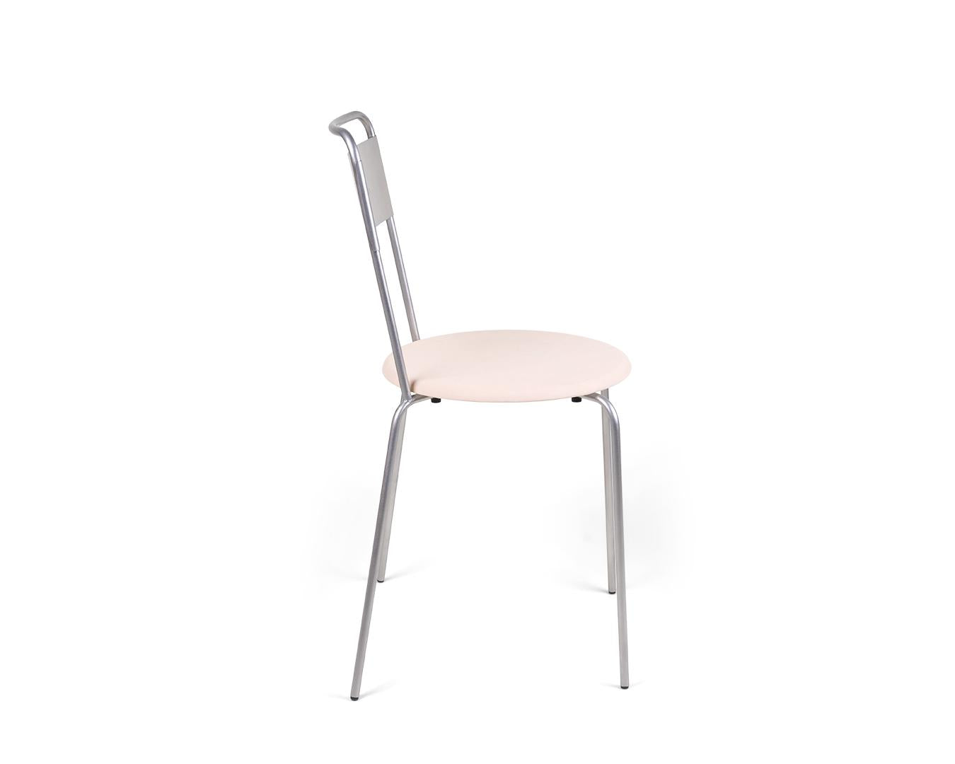 Petit Rond Chair – Stainless Steel / Natural Leather
