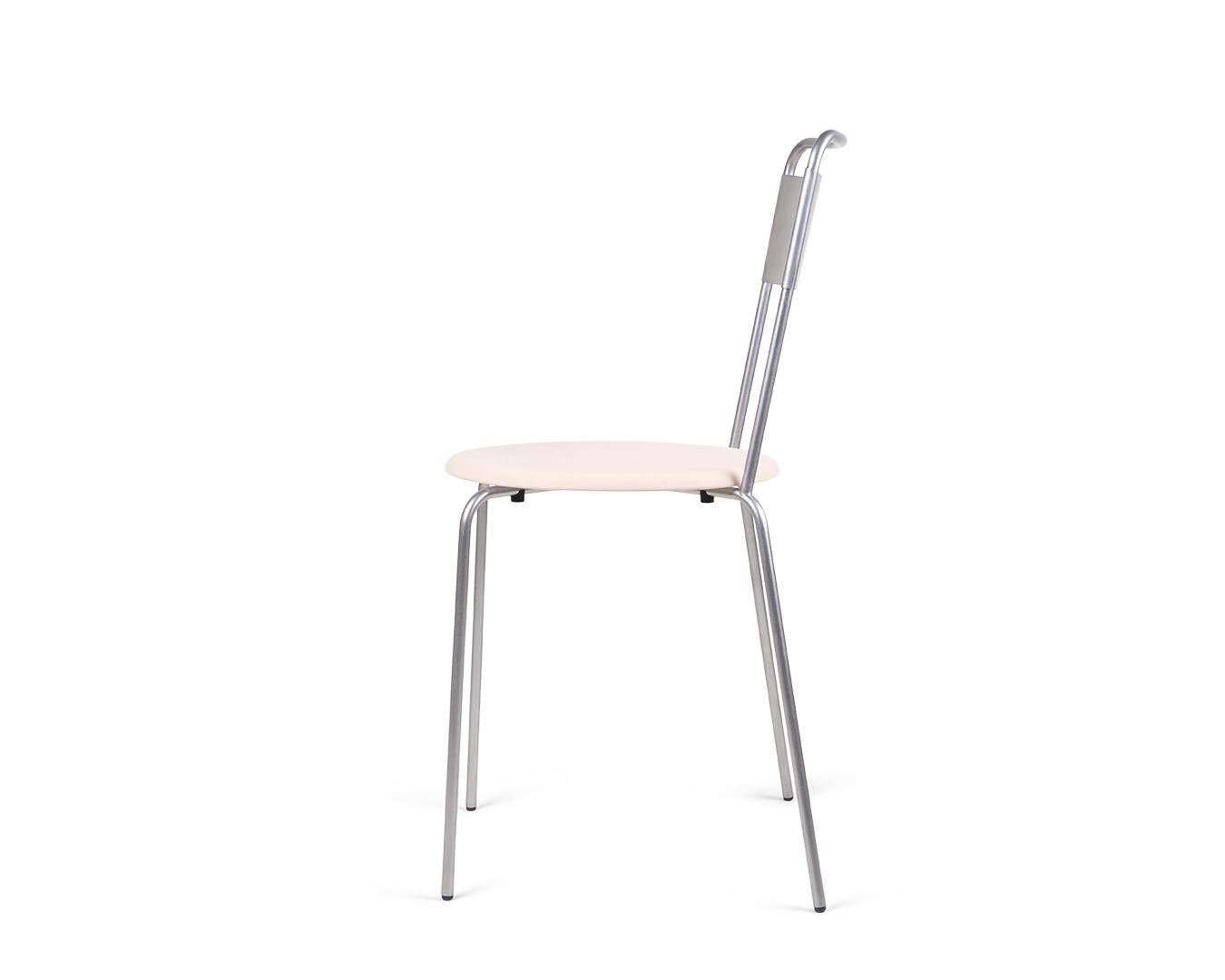 Petit Rond Chair – Stainless Steel / Natural Leather