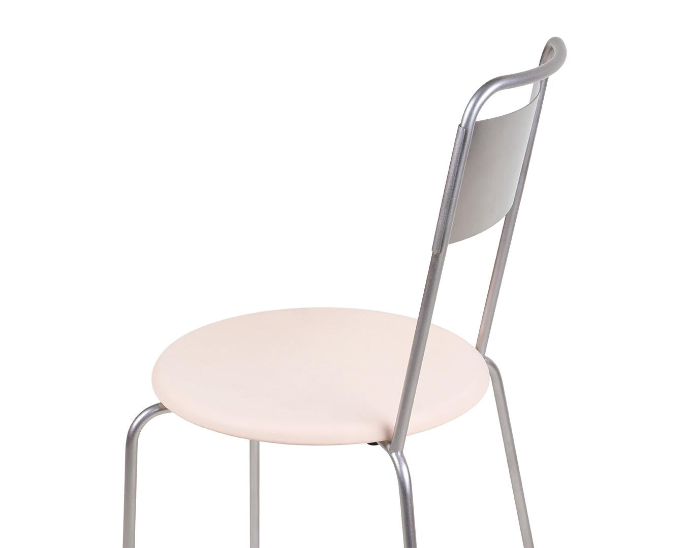 Petit Rond Chair – Stainless Steel / Natural Leather