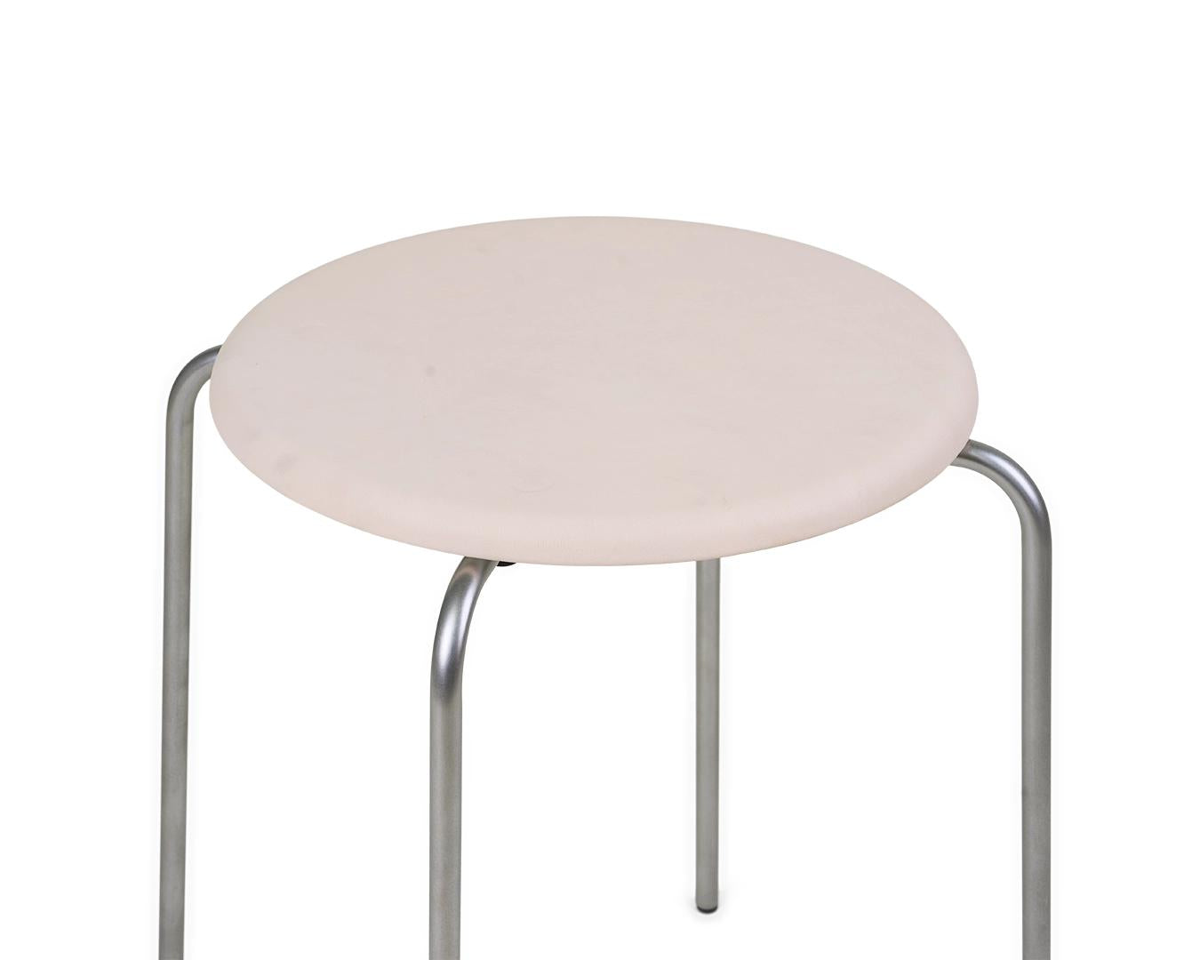Petit Rond Stool – Stainless Steel / Natural Leather