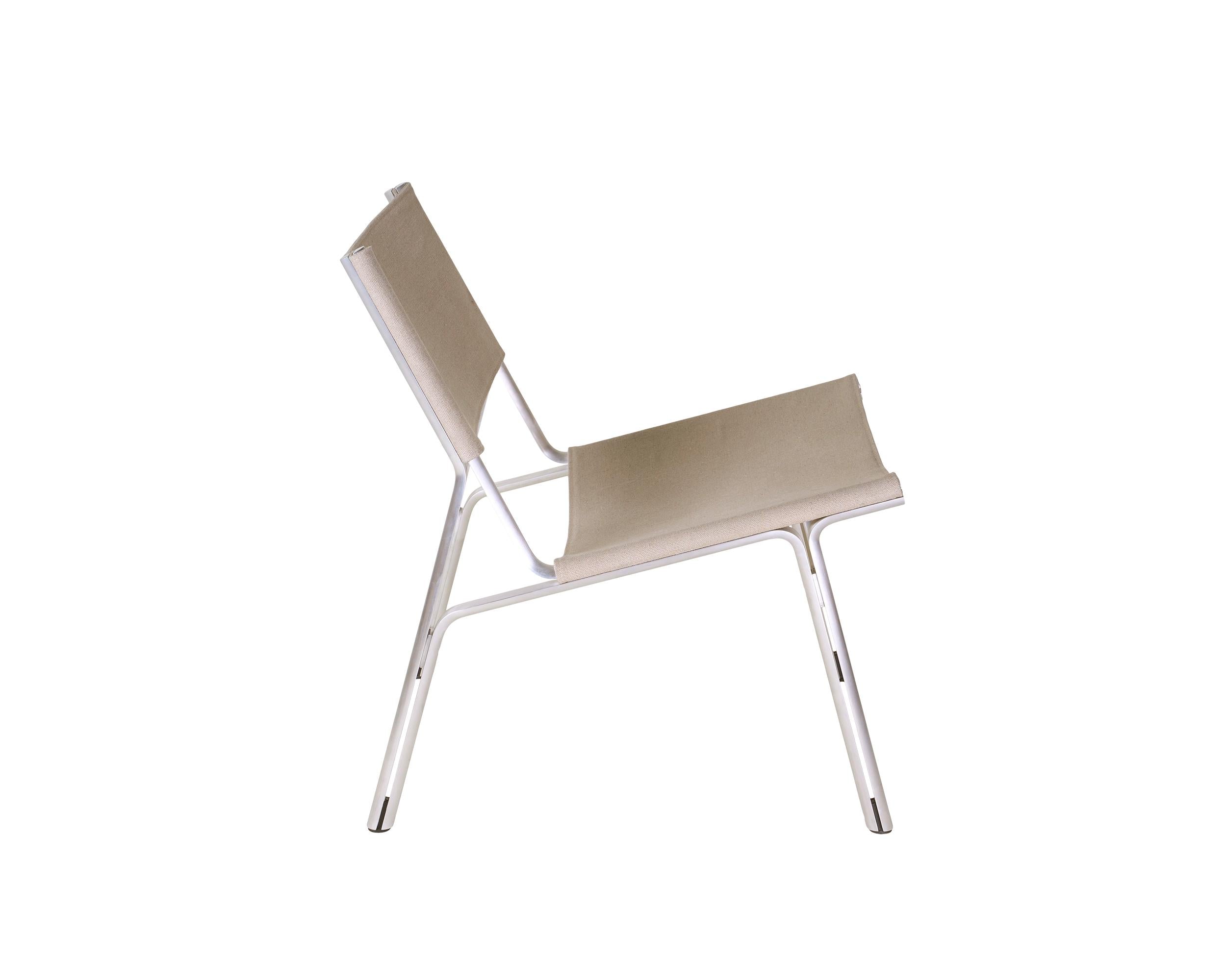 Union Easy Chair – Aluminum / Sandstone Linen