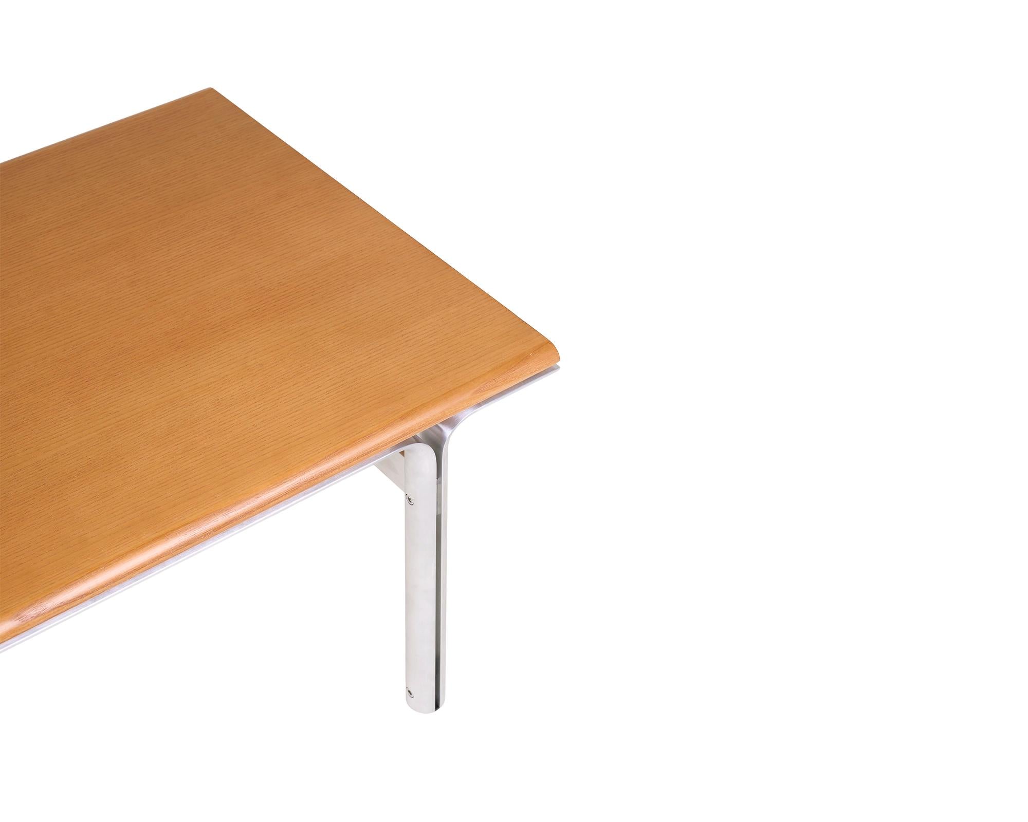 Union Side Table – Aluminum / Warm Brown Ash