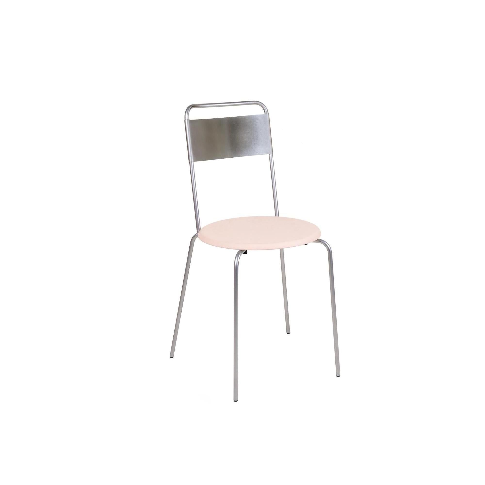 Petit Rond Chair – Stainless Steel / Natural Leather