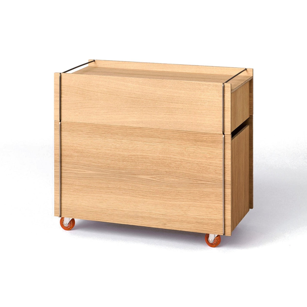 Storage Tower – Low - Oak / Stainless Steel, With wheels - Storage - MOEBE