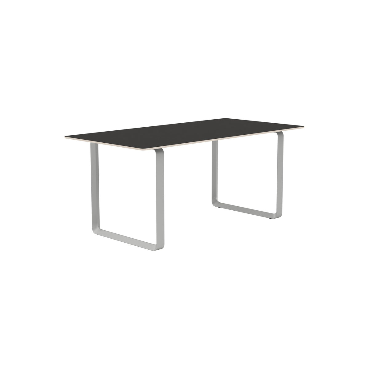 70/70 Table - 170 × 85 cm, Black Linoleum, Grey - Dining Tables - Muuto