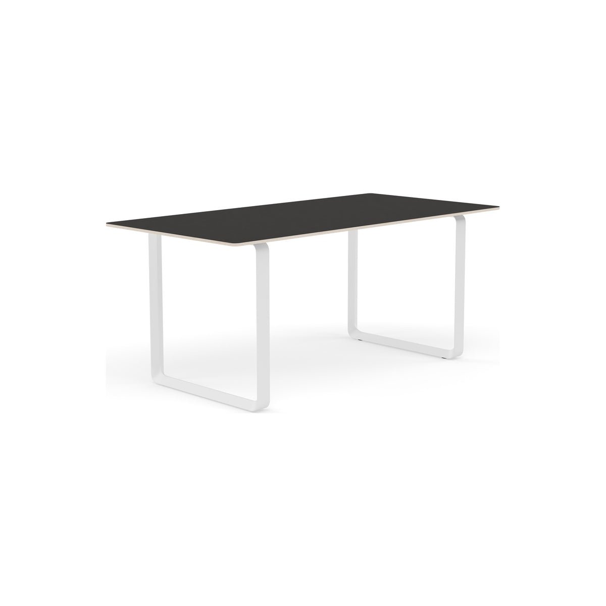 70/70 Table - 170 × 85 cm, Black Linoleum, White - Dining Tables - Muuto