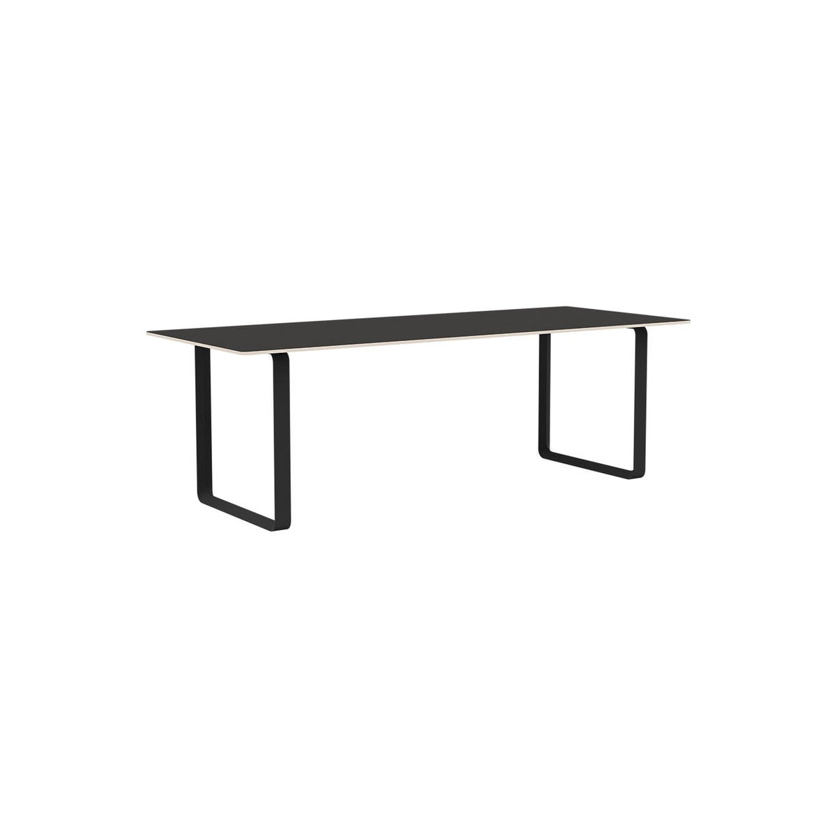 70/70 Table - 225 × 90 cm, Black Linoleum, Anthracite Black - Dining Tables - Muuto