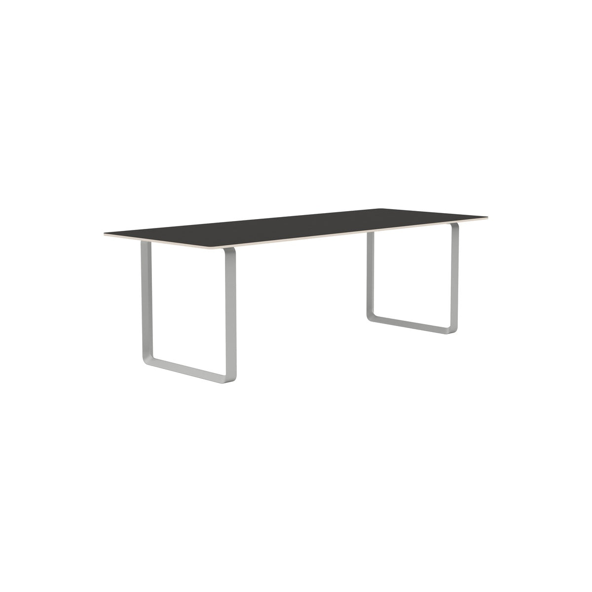 70/70 Table - 225 × 90 cm, Black Linoleum, Grey - Dining Tables - Muuto