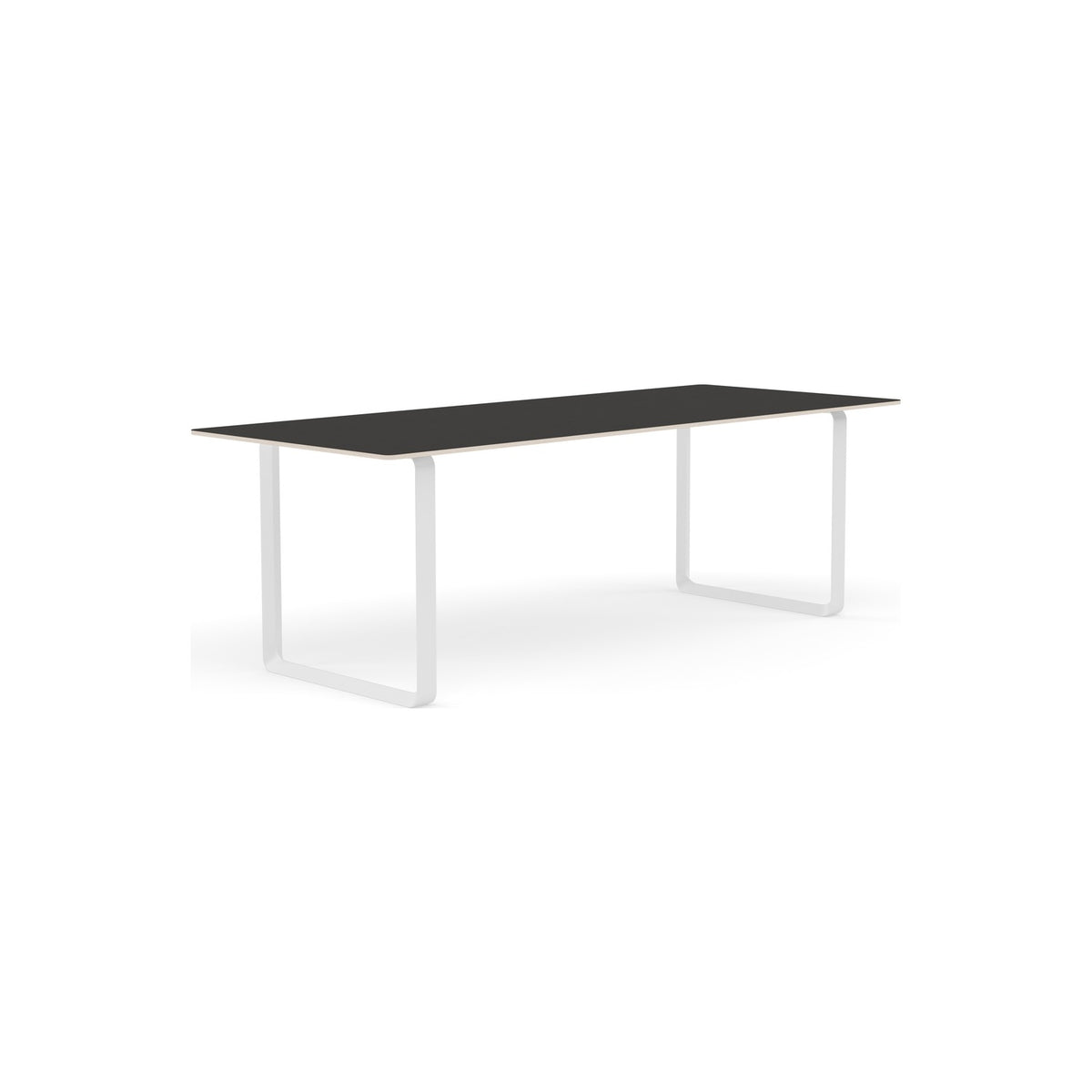 70/70 Table - 225 × 90 cm, Black Linoleum, White - Dining Tables - Muuto