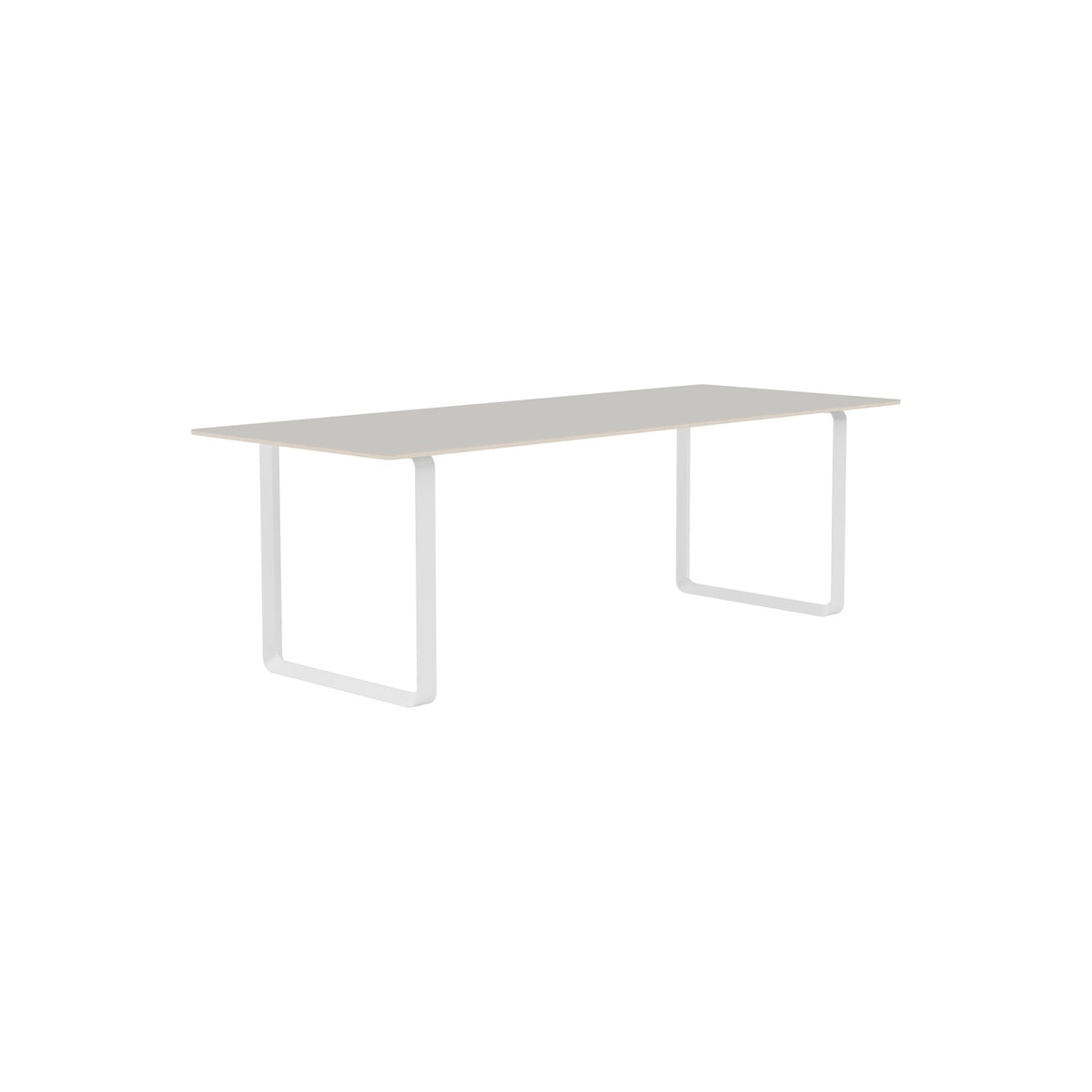 70/70 Table - 225 × 90 cm, Grey Linoleum, White - Dining Tables - Muuto
