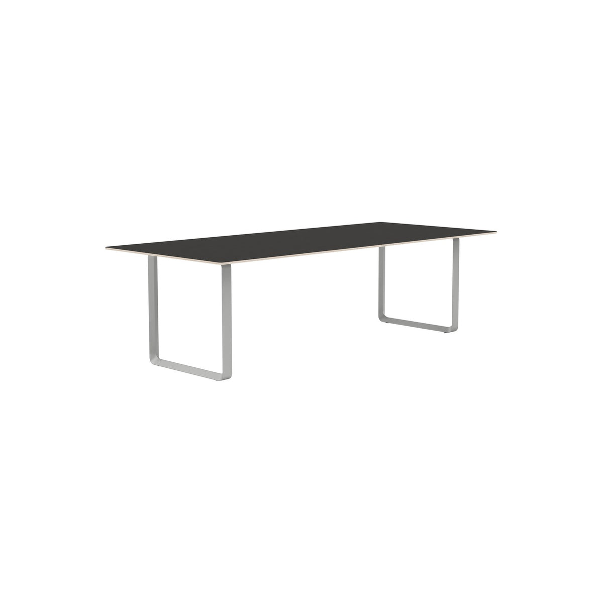 70/70 Table - 255 × 108 cm, Black Linoleum, Grey - Dining Tables - Muuto