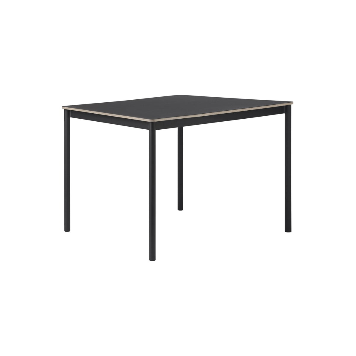 Base Table - 140 × 80 cm, Black Linoleum, Plywood Edge, Black - Dining Tables - Muuto