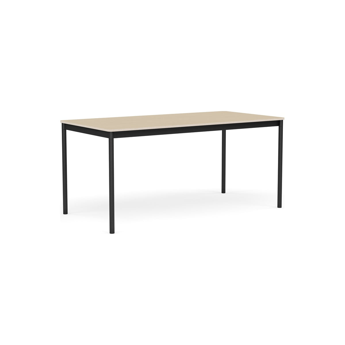 Base Table - 160 × 80 cm, Oak Veneer, Plywood Edge, Black - Dining Tables - Muuto
